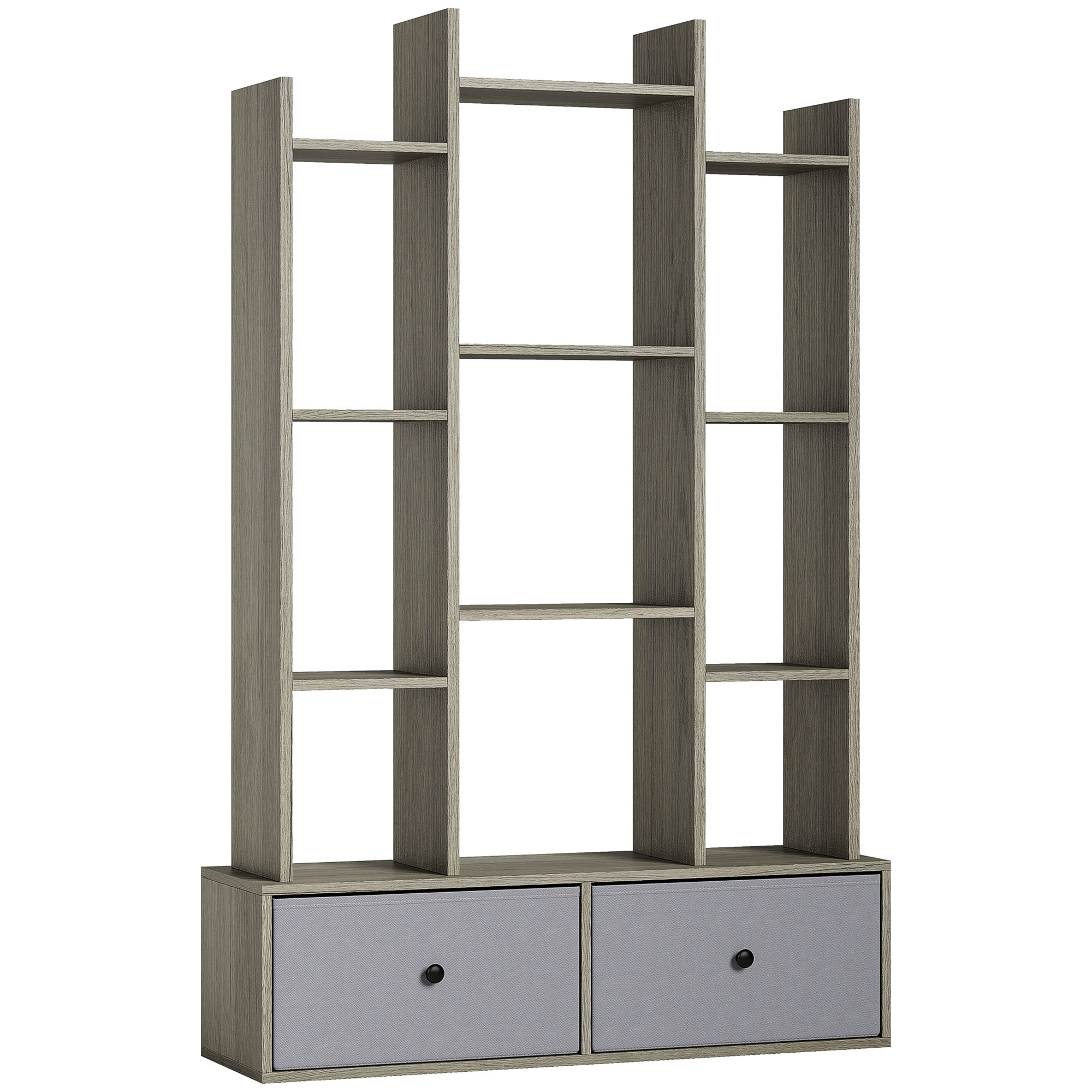 SHORLEY 12 Shelf Storage Unit with Drawers - Graphite Grey - Life Essentials
