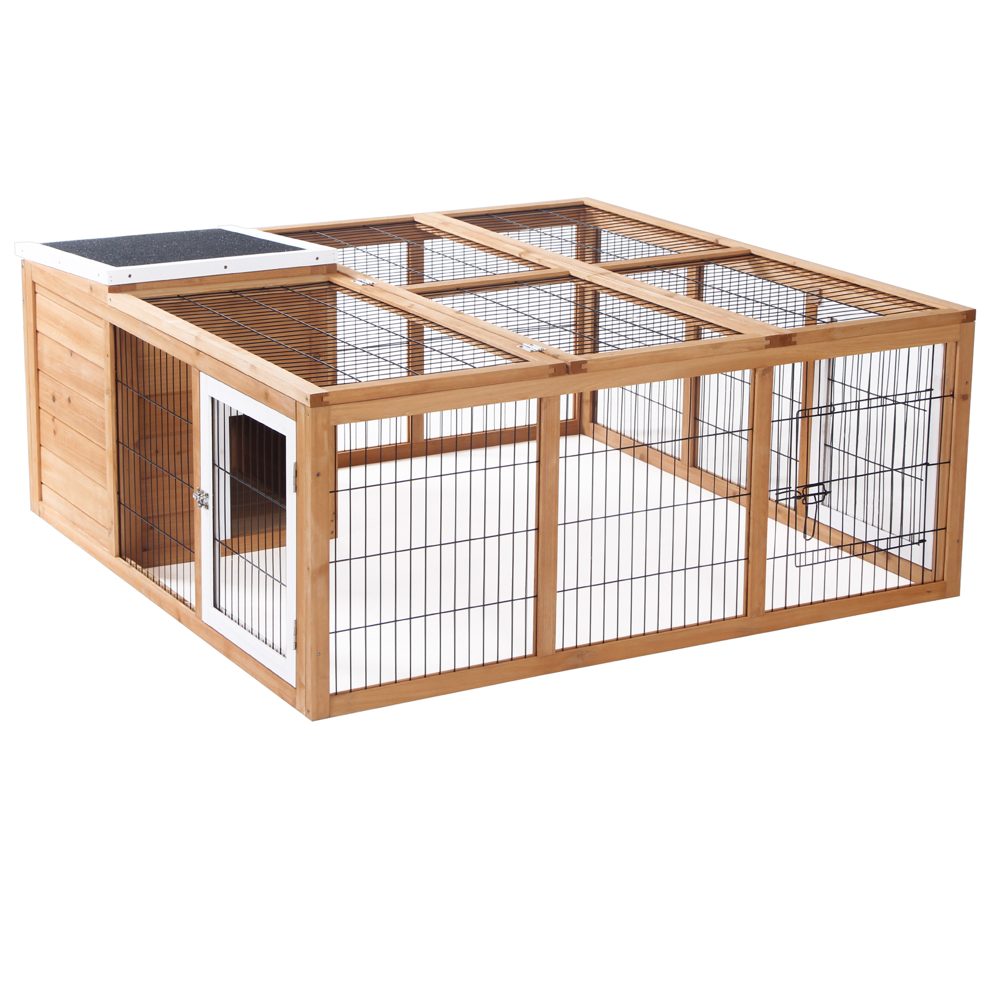 IVERTON Outdoor Rabbit Hutch and Guinea Pig Run Cage - Yellow - Life Essentials