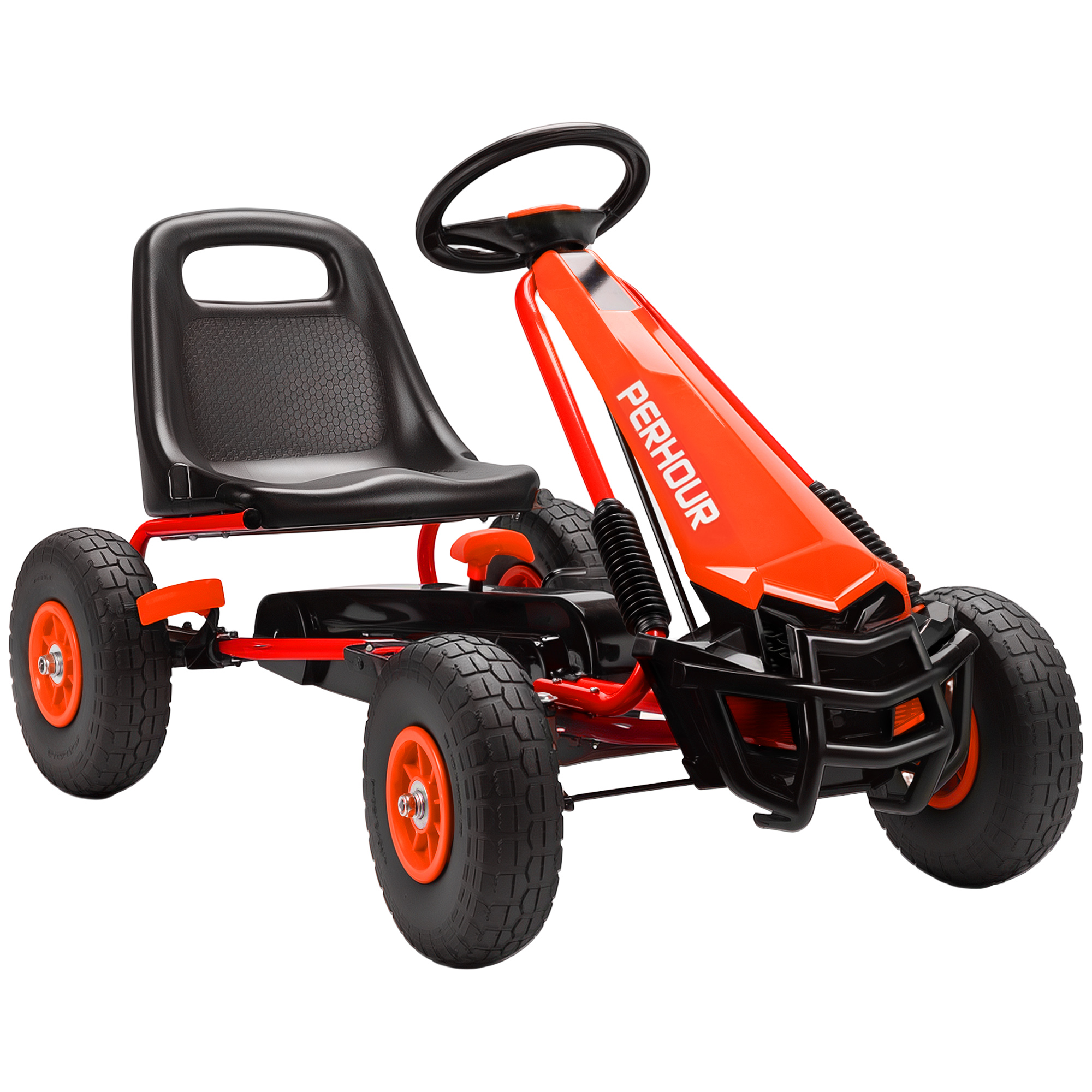 SORYNTH Kids Pedal Go Kart with Adjustable Seat, EVA Tyres, Clutch and Brake, Ages 3 to 8 - Red - Life Essentials