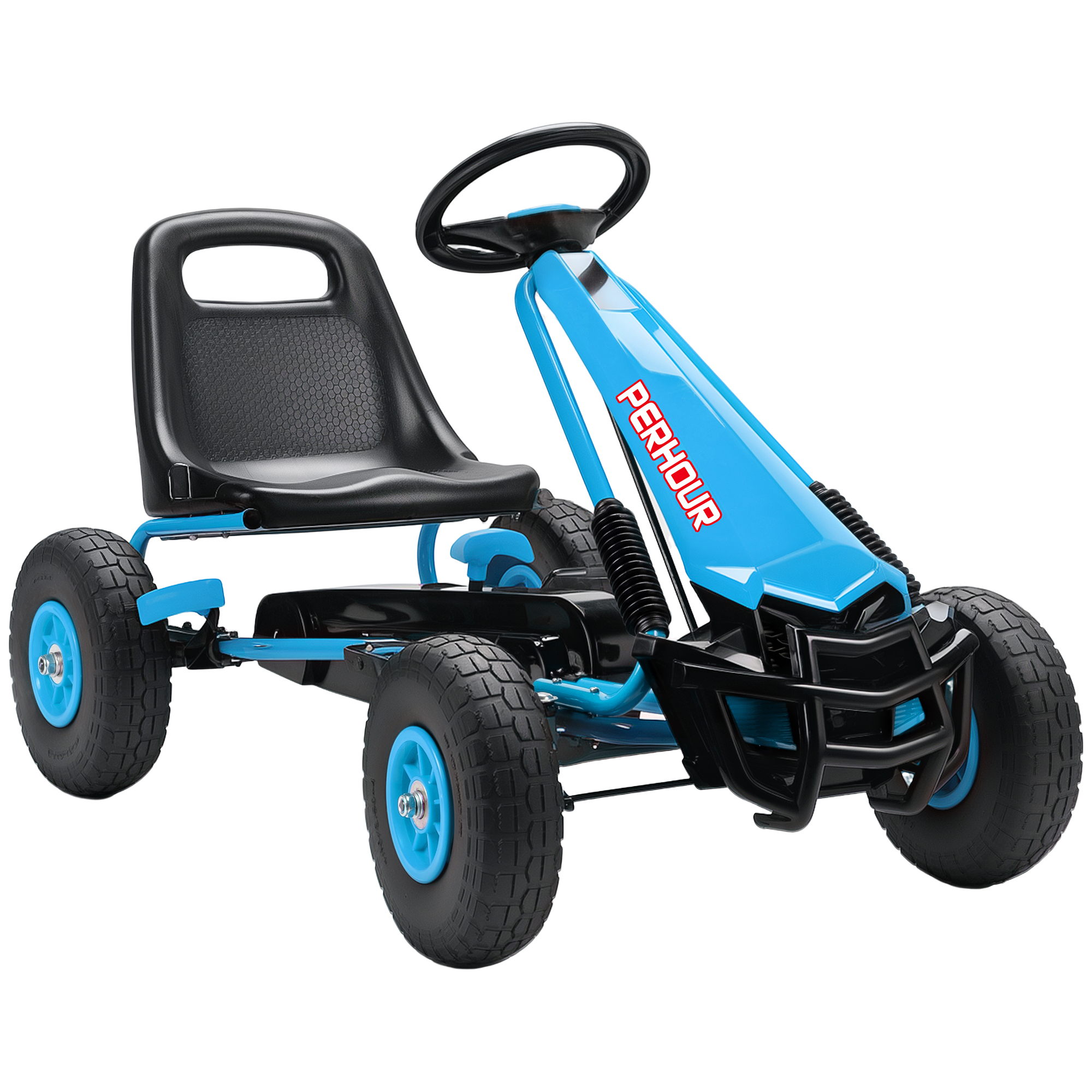 SORYNTH Kids Pedal Go Kart with Adjustable Seat, EVA Tyres, Clutch and Brake, Ages 3 to 8 - Blue - Life Essentials