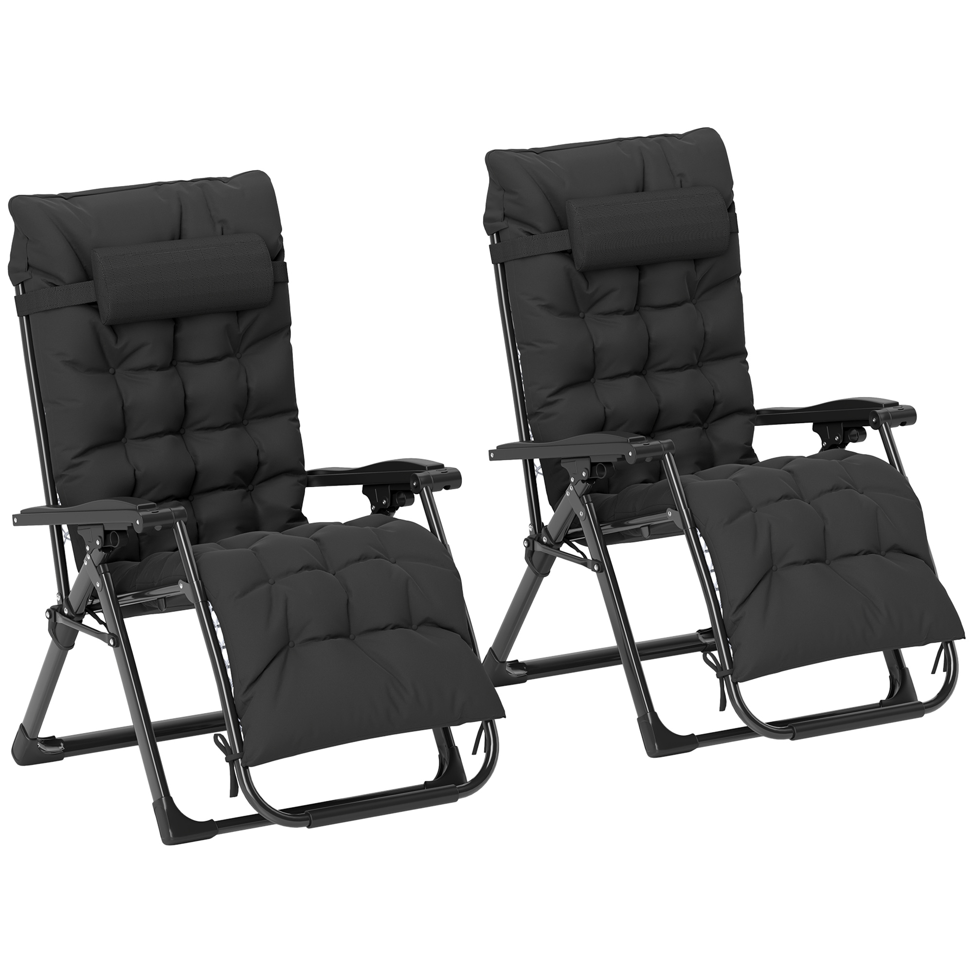 STERZEP Metal Zero Gravity Sun Lounger Set - Black - Life Essentials