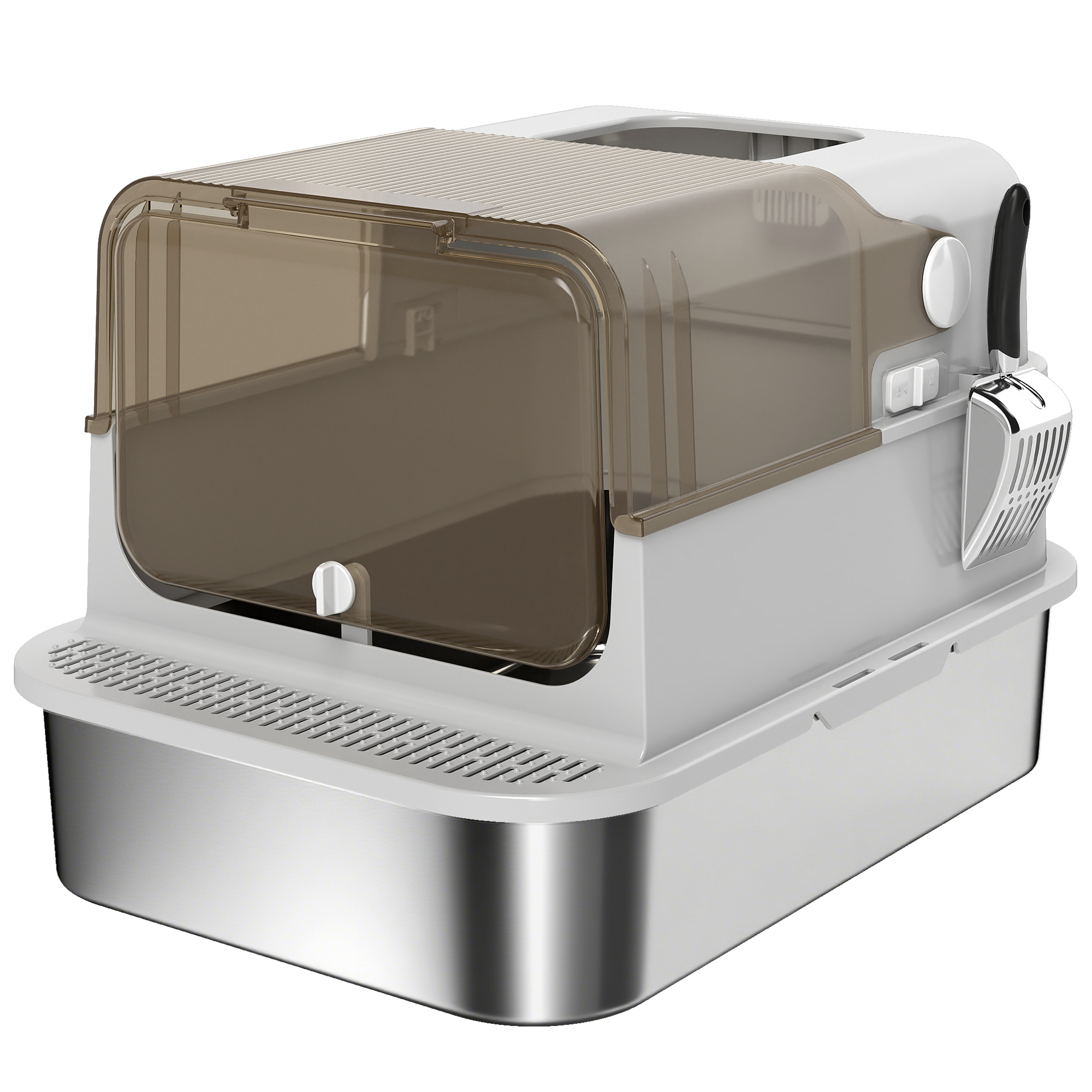 MARIS ABS Enclosed Cat Litter Box - Grey - Life Essentials