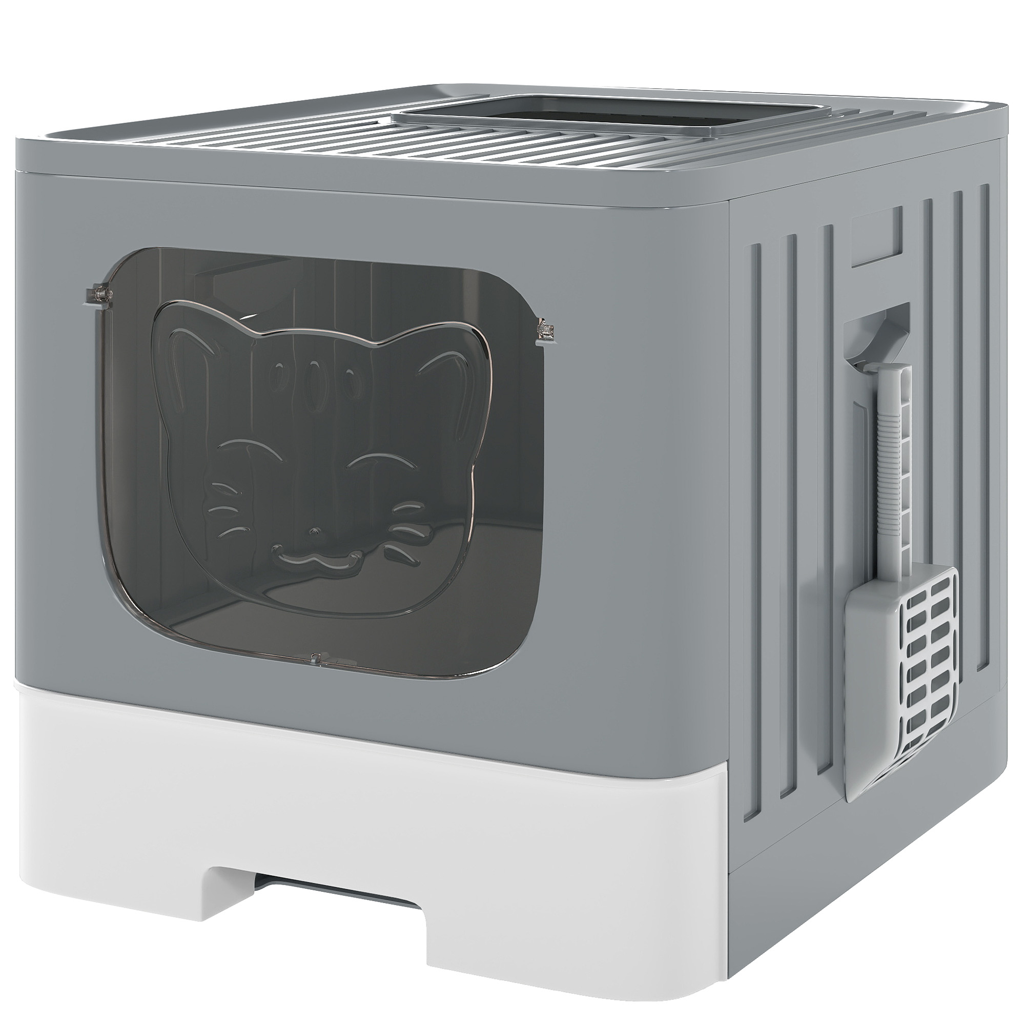 GRAION PP Foldable Cat Litter Box - Grey - Life Essentials
