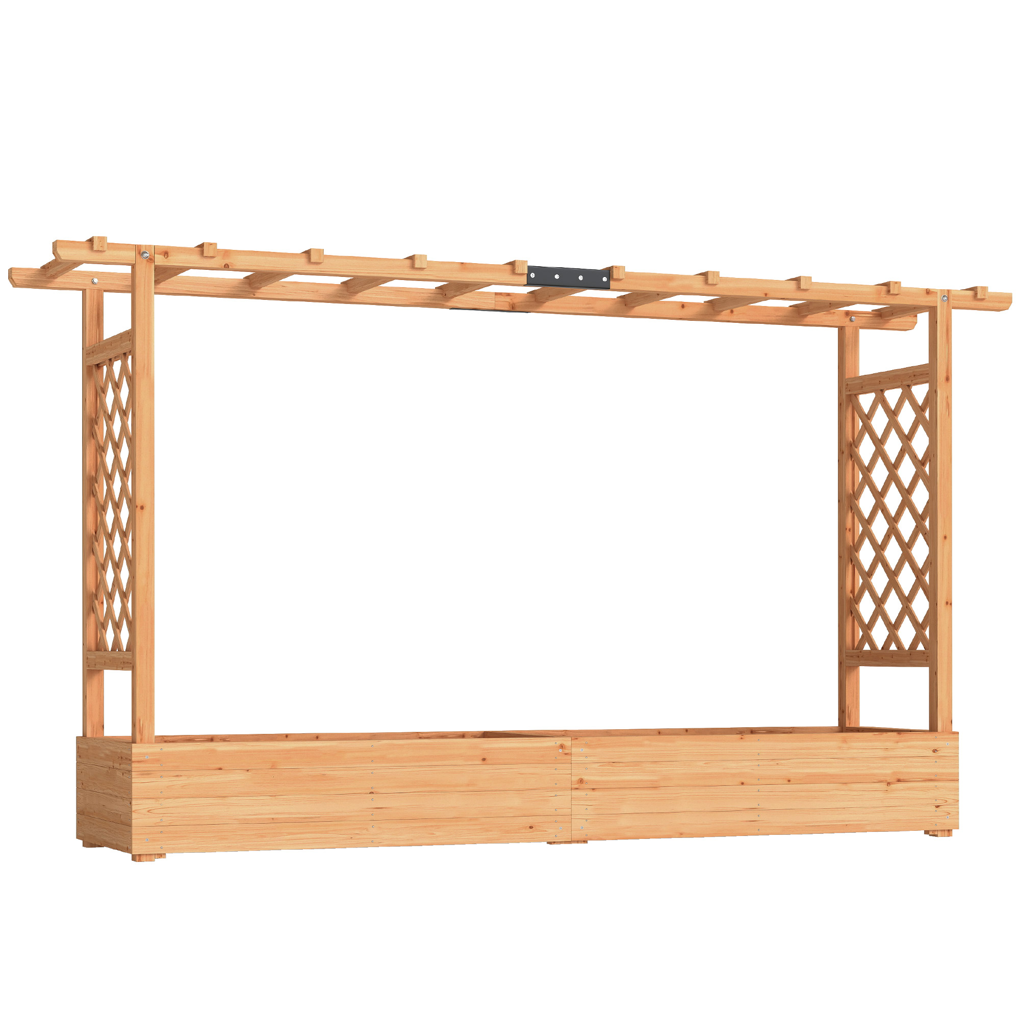 RIVIS Wooden Raised Planter with Trellis - Light Wood - Life Essentials