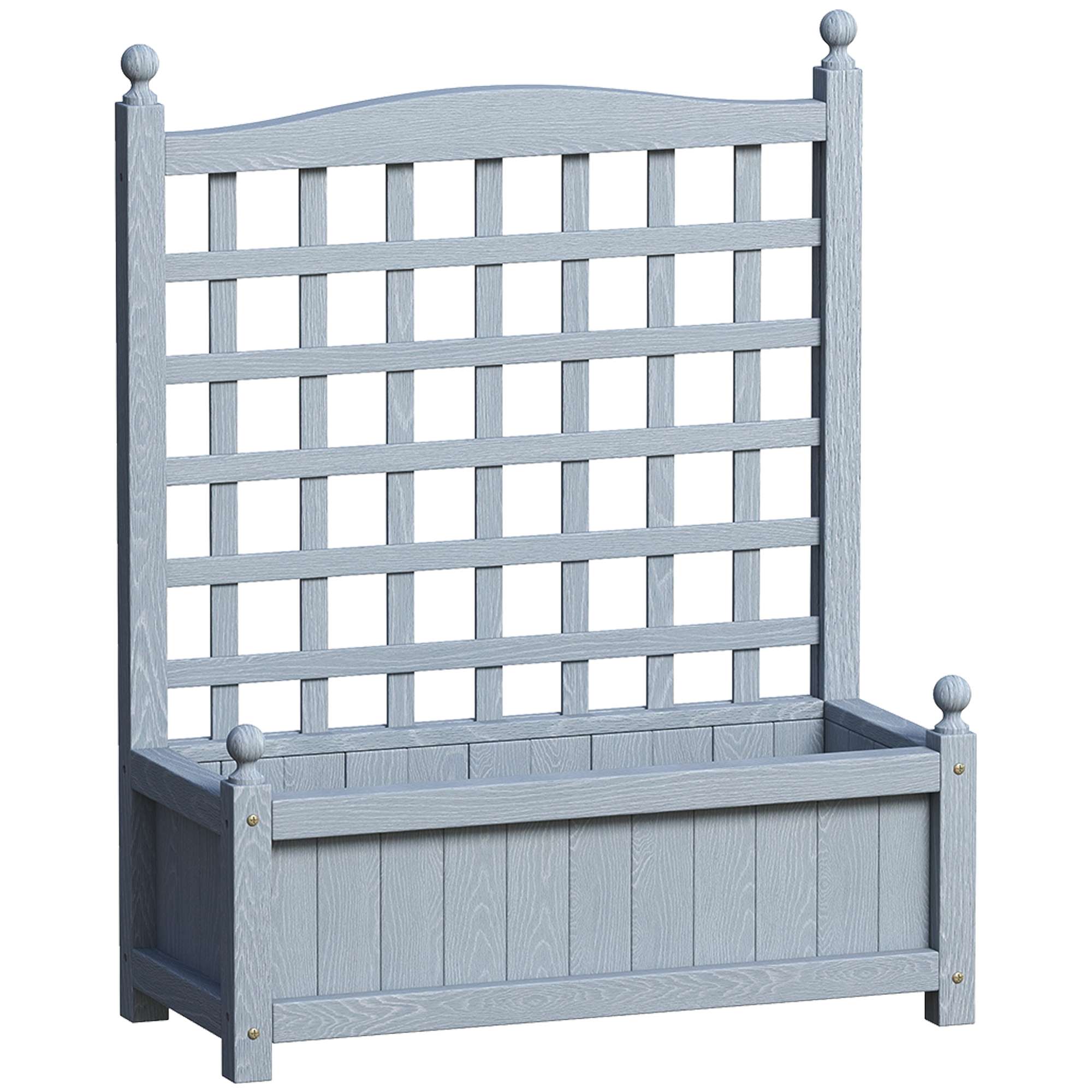 OPHER Wooden Wooden Planter with Trellis - Grey - Life Essentials