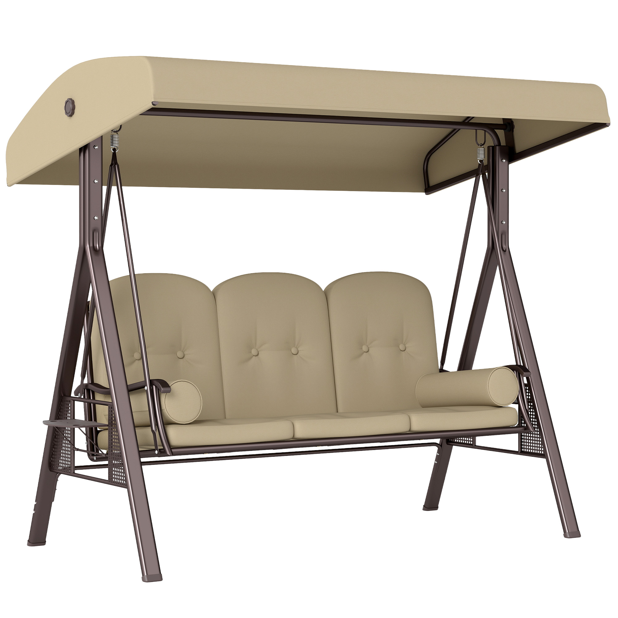 ORIPHO Metal 3 Seater Garden Swing Chair - Brown - Life Essentials