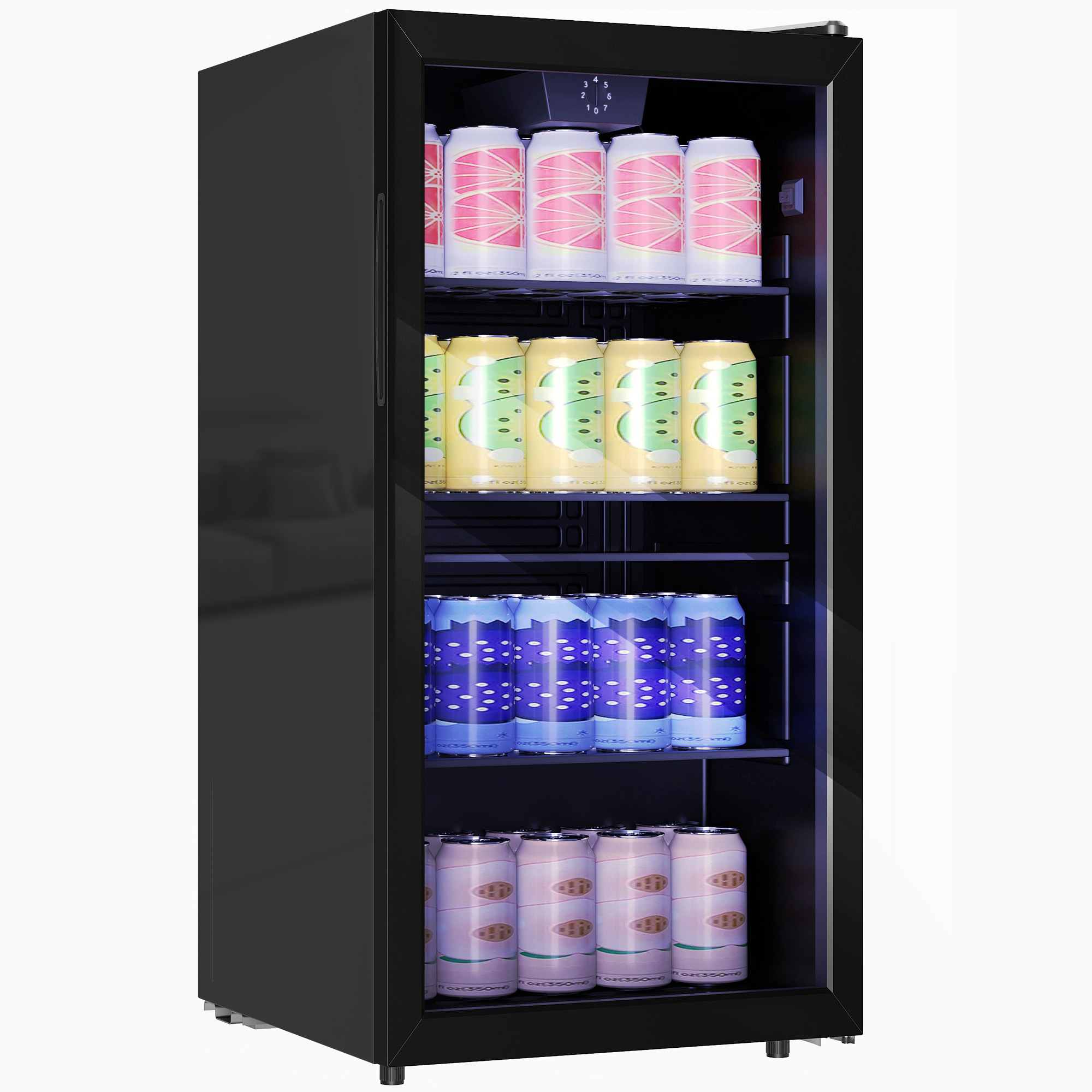 AURIX Glass Drinks Fridge - Black - Life Essentials
