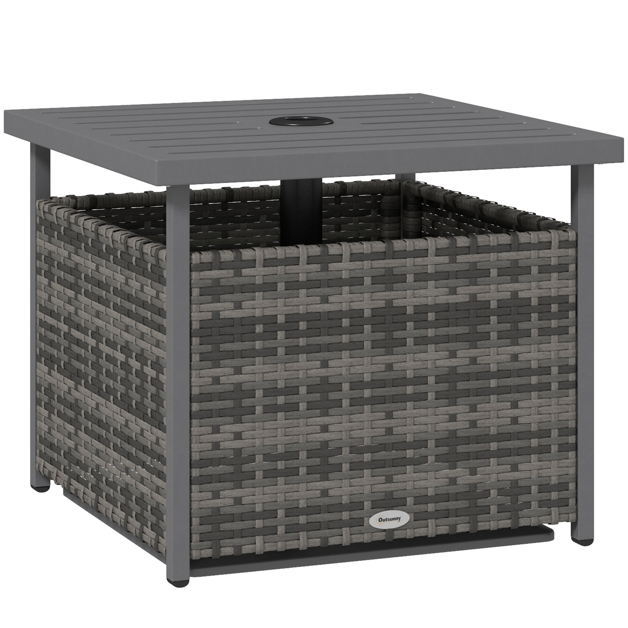 ZENVIA Glass Rattan Garden Coffee Table - Black - Life Essentials