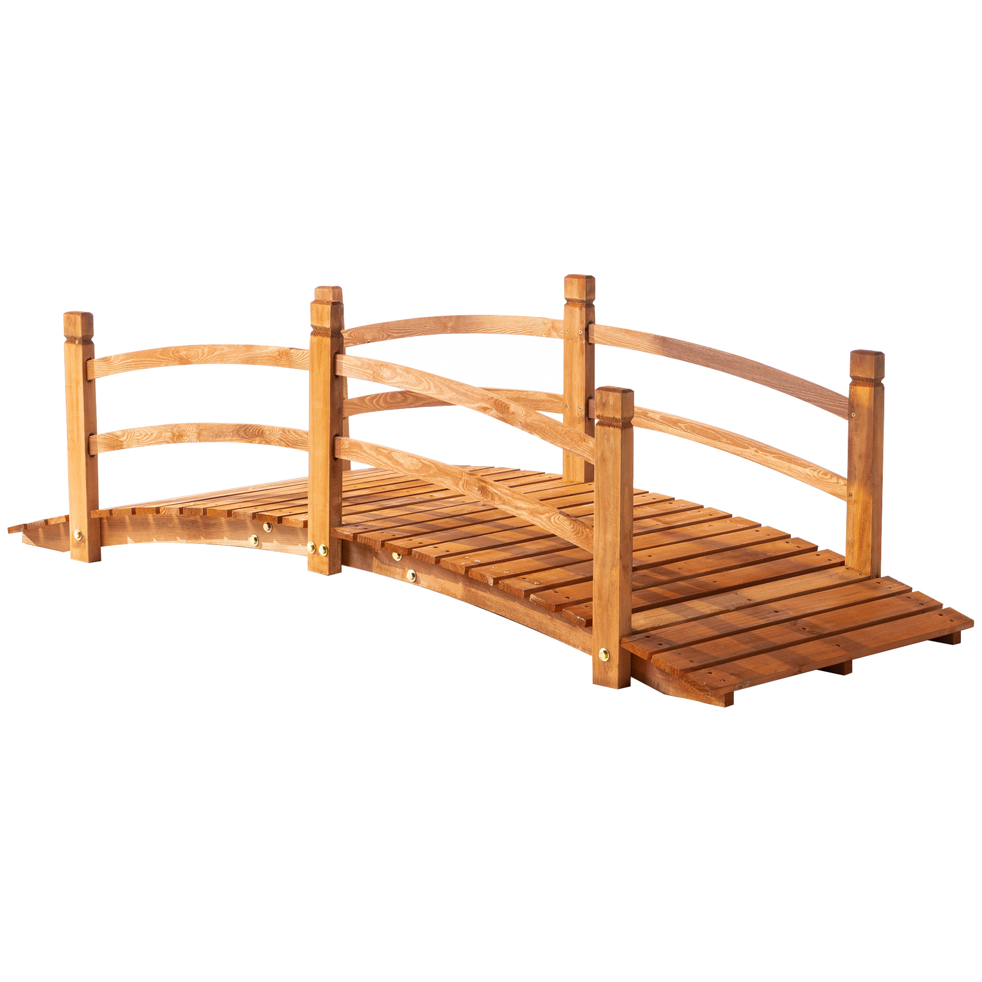 BELARA Wooden Wooden Garden Bridge - Orange - Life Essentials