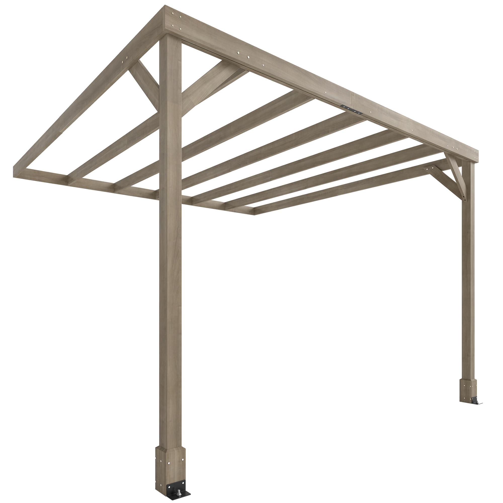 VORORE Wooden Lean To Wooden Pergola - Brown - Life Essentials
