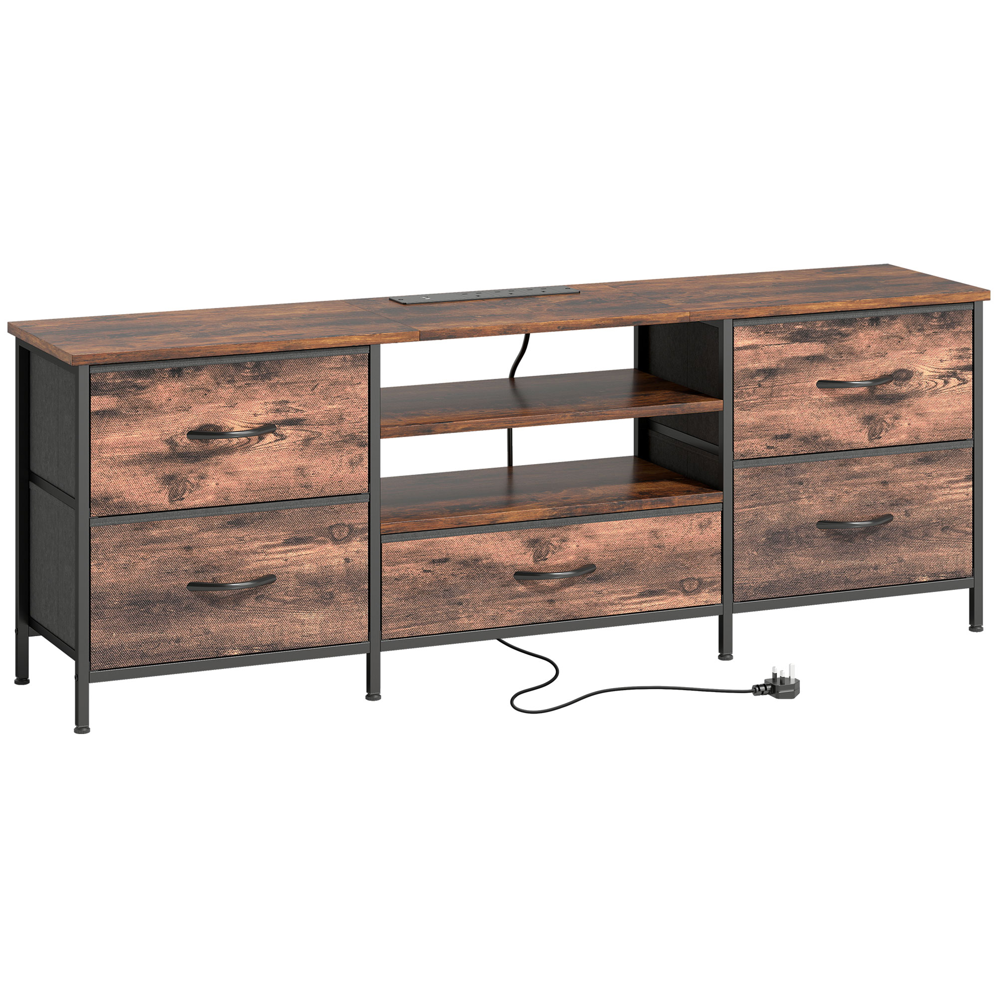 NOVIVO Fabric TV Stand - Medium Wood - Life Essentials