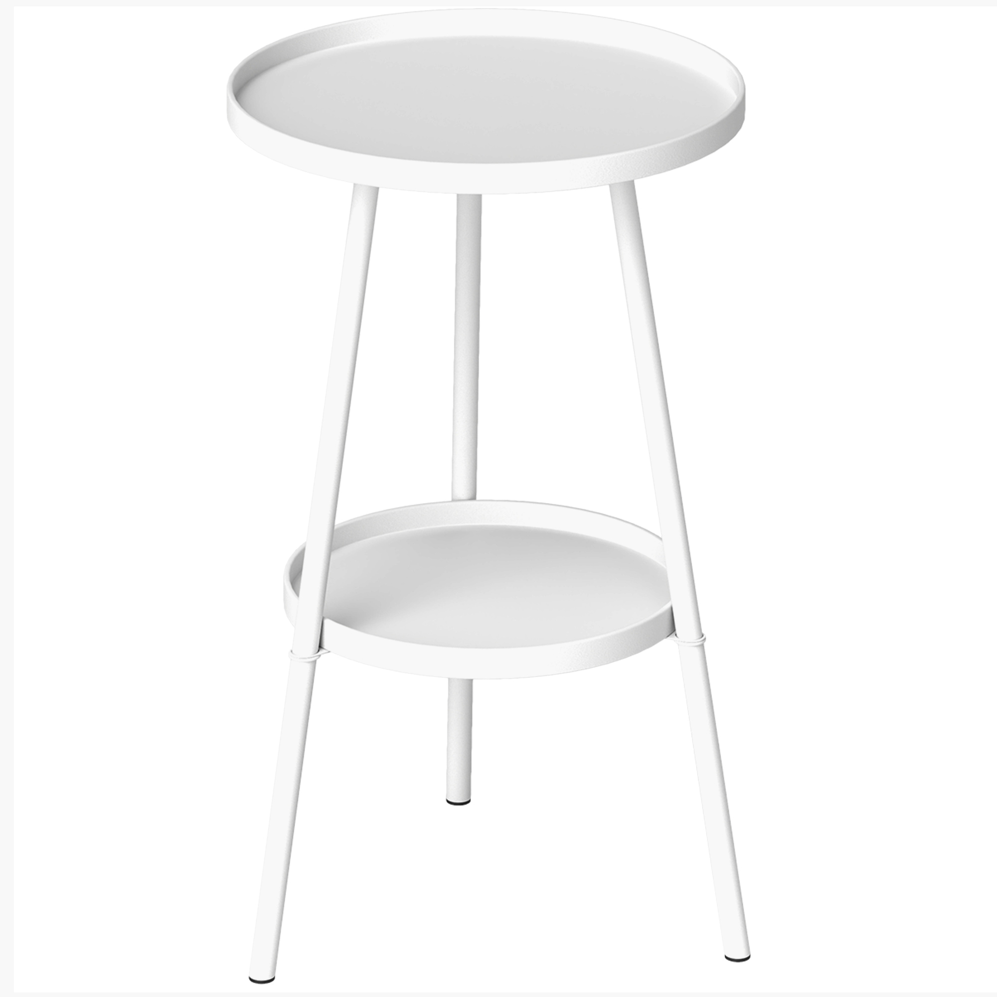 SERARA Metal 2 Tier Garden Table - White - Life Essentials