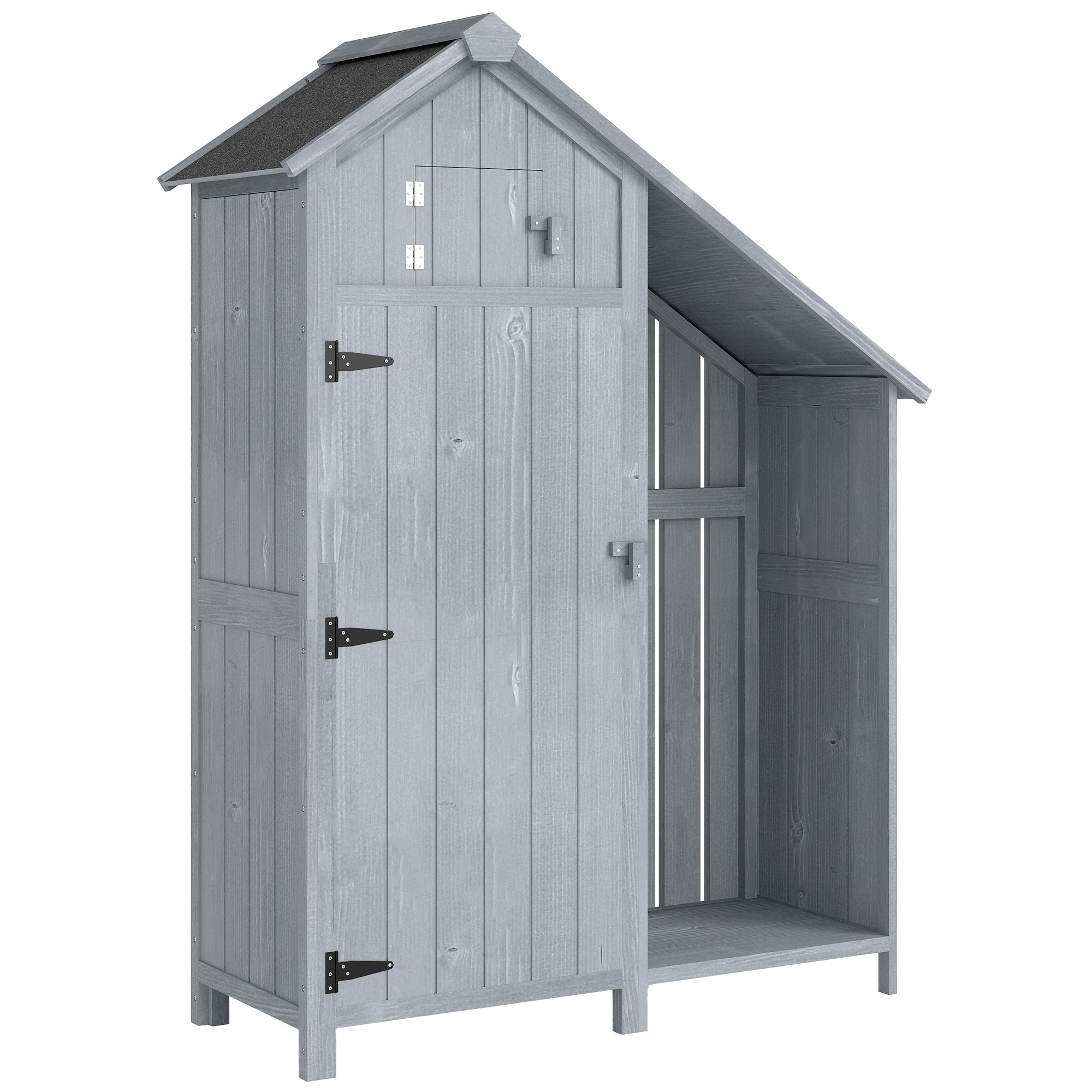 CARIA Wooden Garden Storage Shed - Grey - Life Essentials