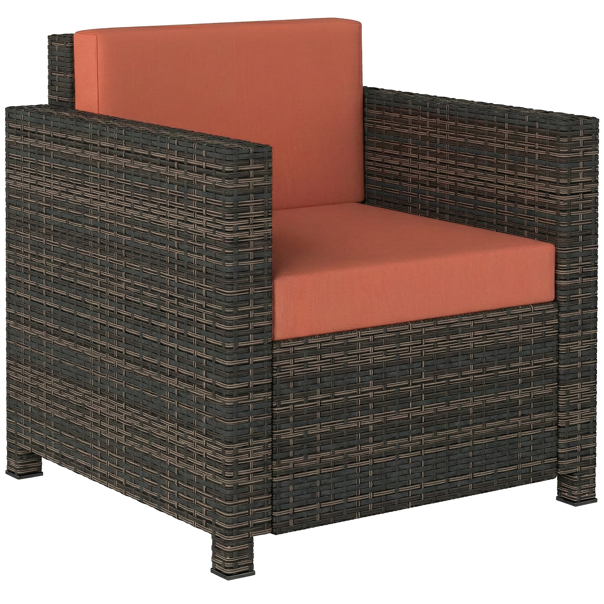 MONVIA Rattan Rattan Garden Armchair - Orange - Life Essentials