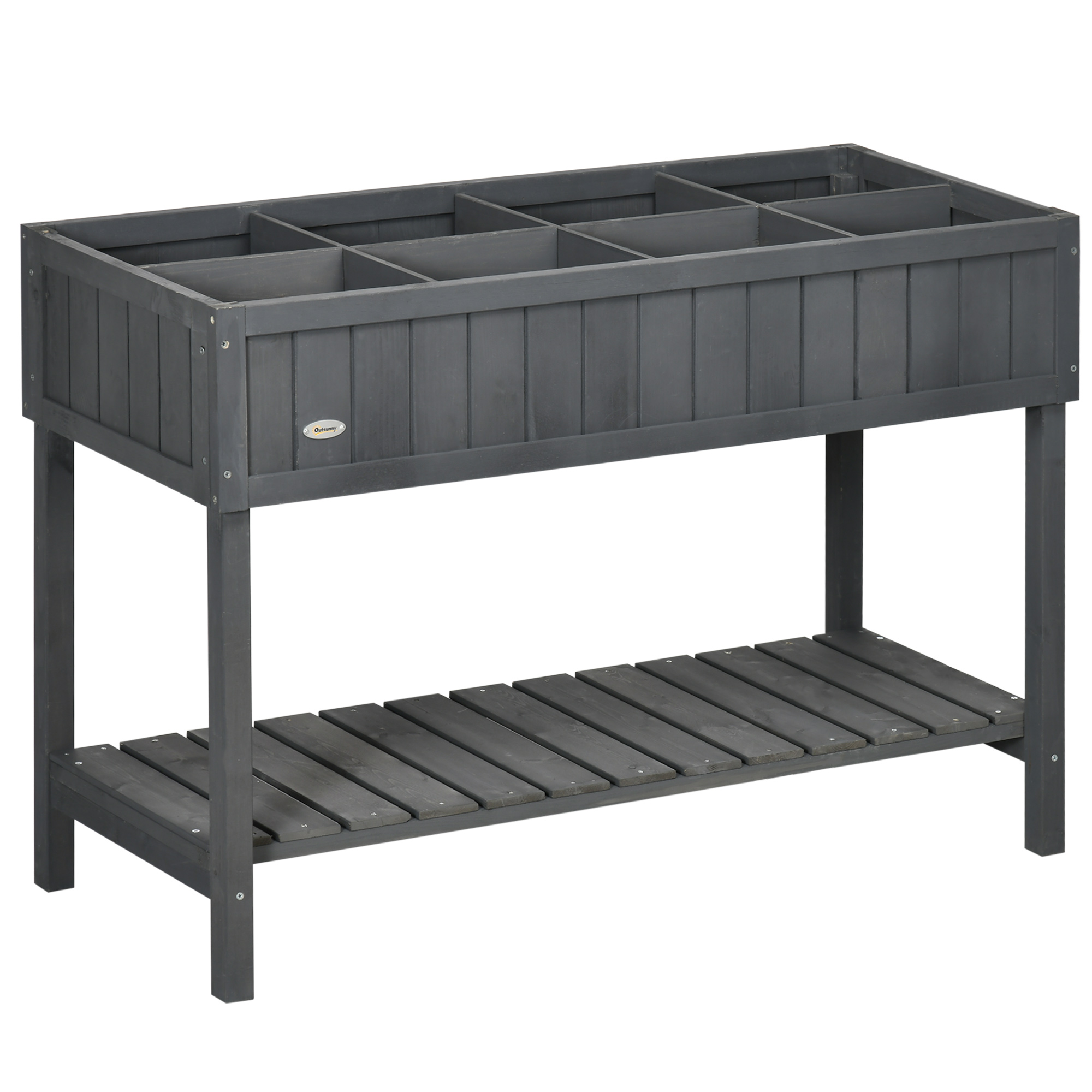 BELAUX Wooden Raised Plant Stand - Grey - Life Essentials