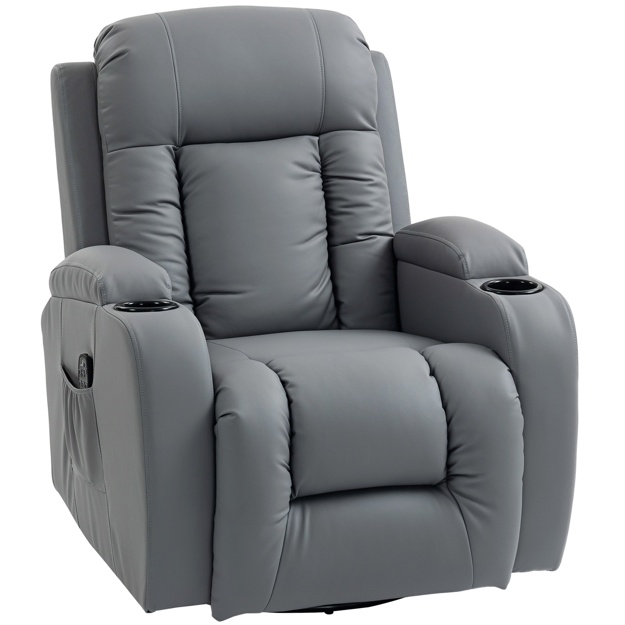 AURENA PU Leather Massage Recliner Chair - Grey - Life Essentials