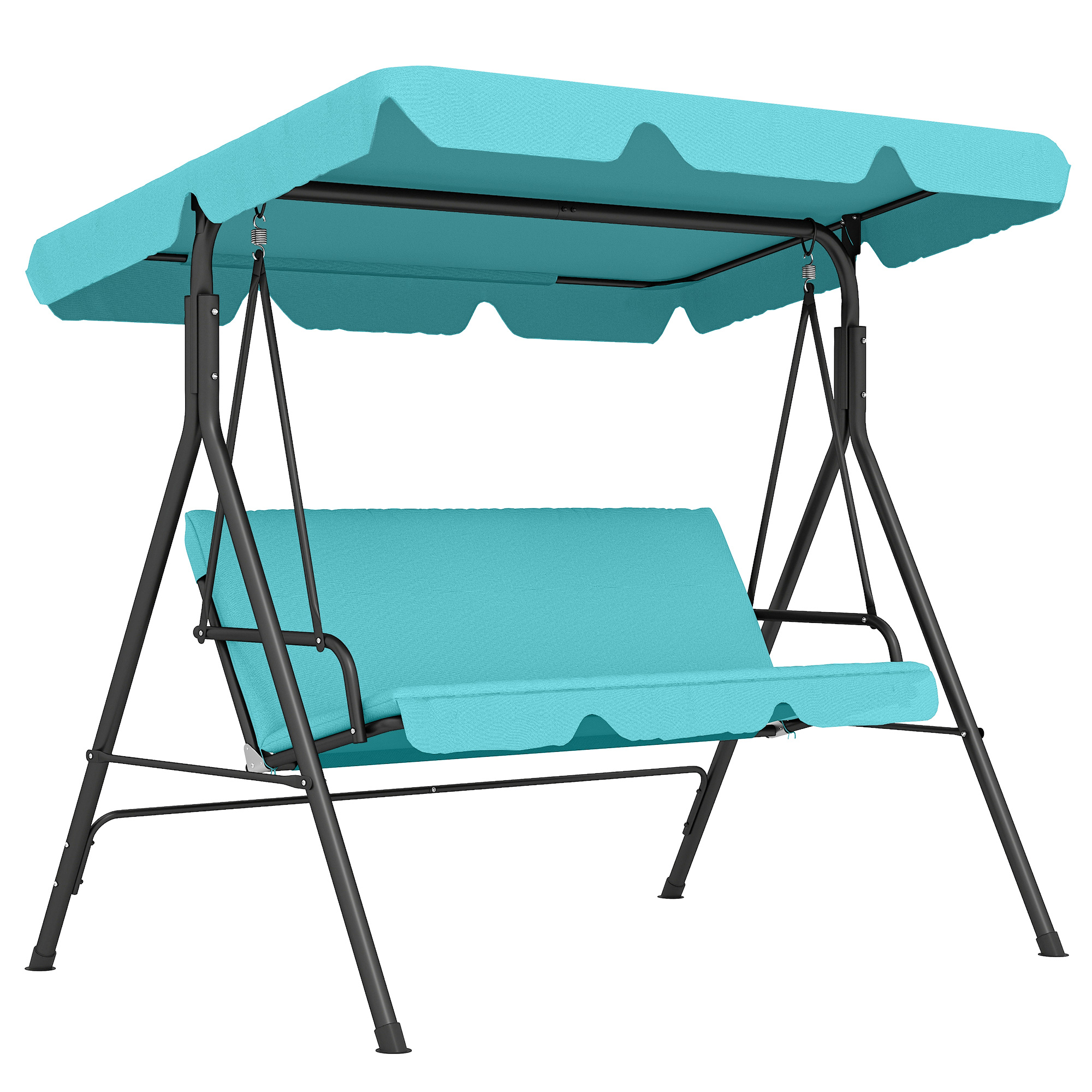 VALION Metal 3 Seater Garden Swing Chair - Blue - Life Essentials