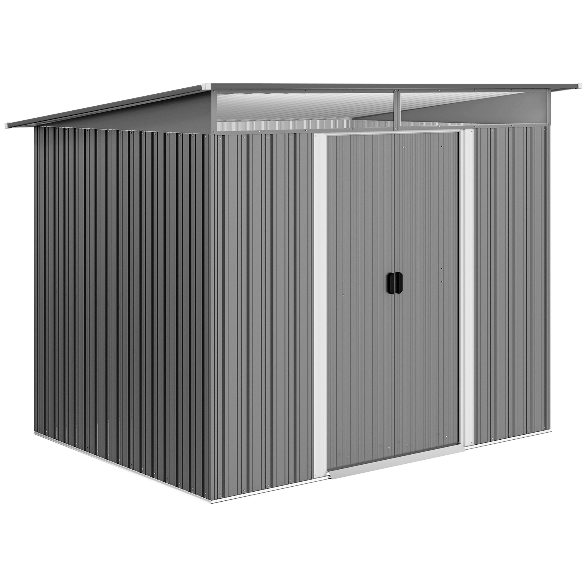 BELARI Steel Metal Garden Shed - Light Grey - Life Essentials