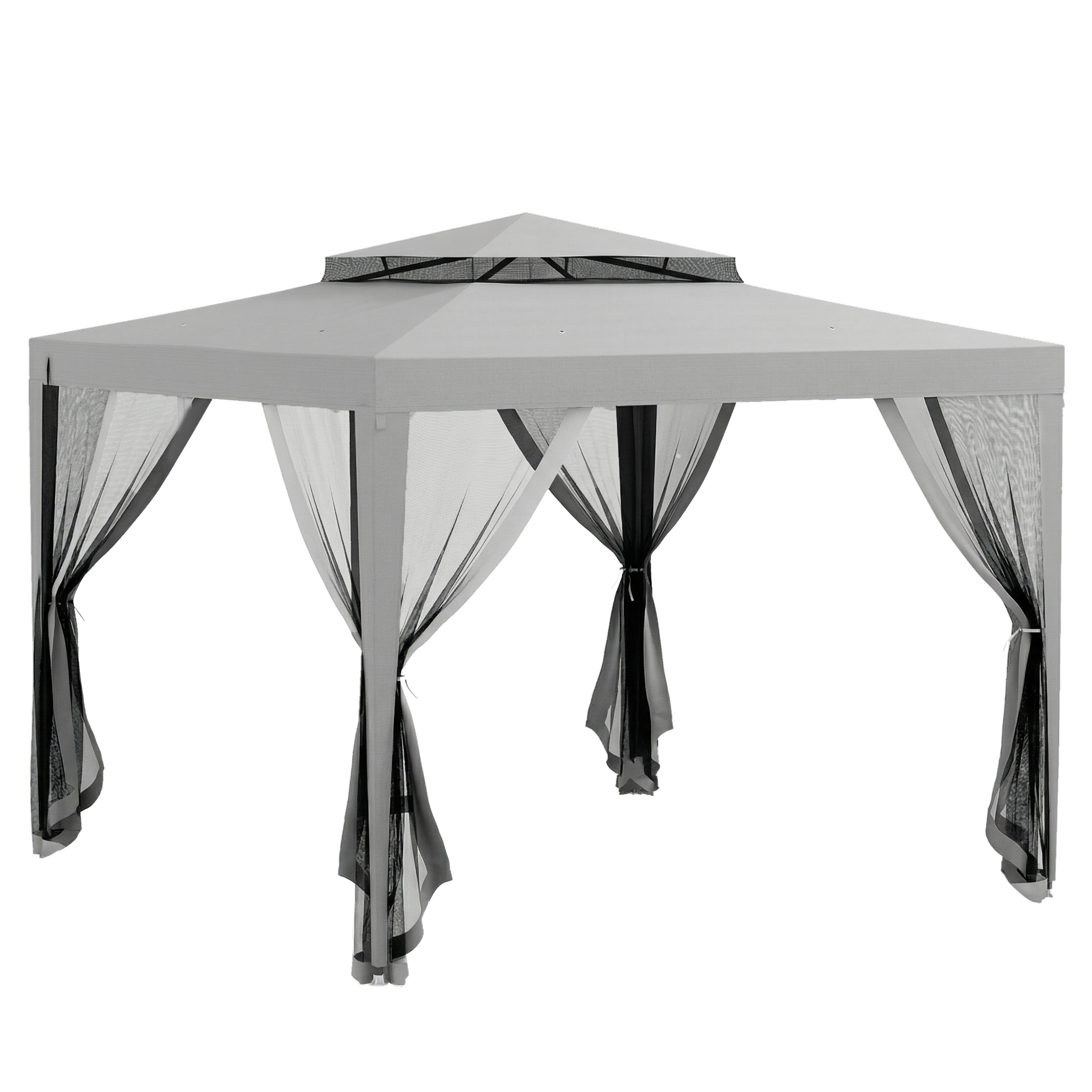 ELVVIA Metal Garden Gazebo - Light Grey - Life Essentials