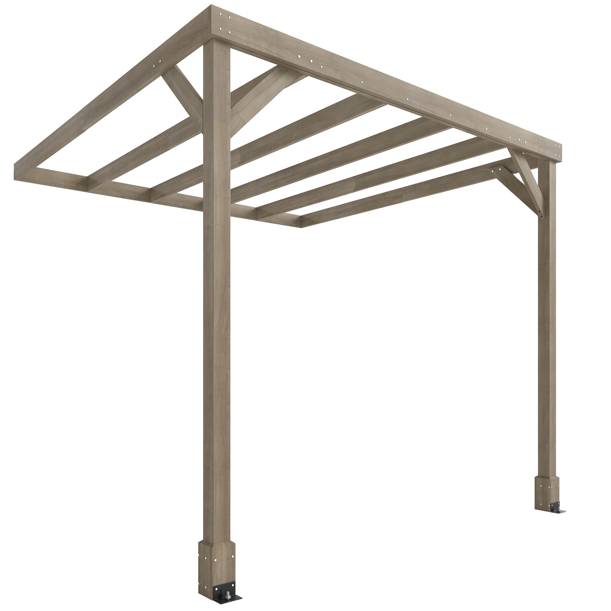 VORIX Wooden Lean To Wooden Pergola - Brown - Life Essentials