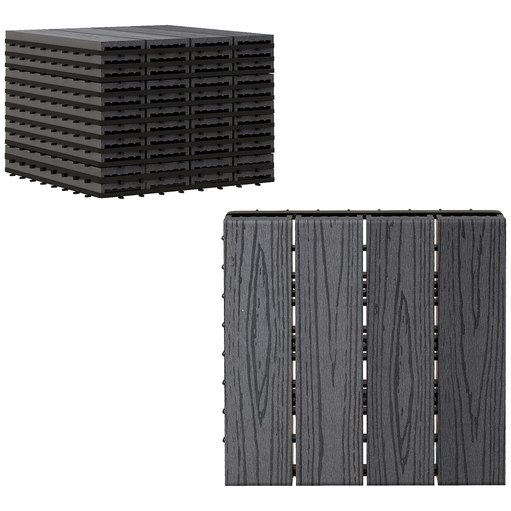 BELION WPC Interlocking Decking Tiles - Grey - Life Essentials
