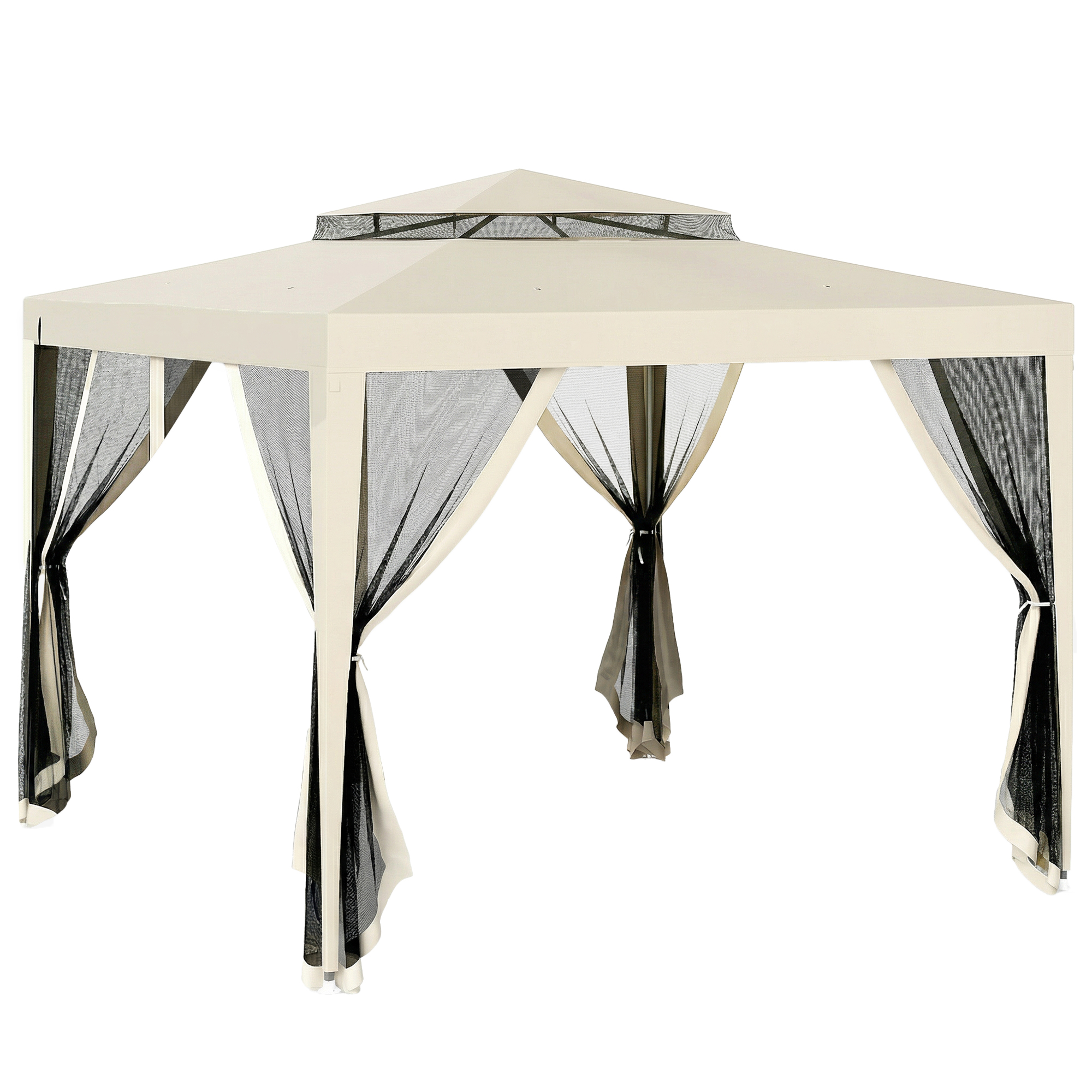 ELVVIA Metal Garden Gazebo - Beige - Life Essentials