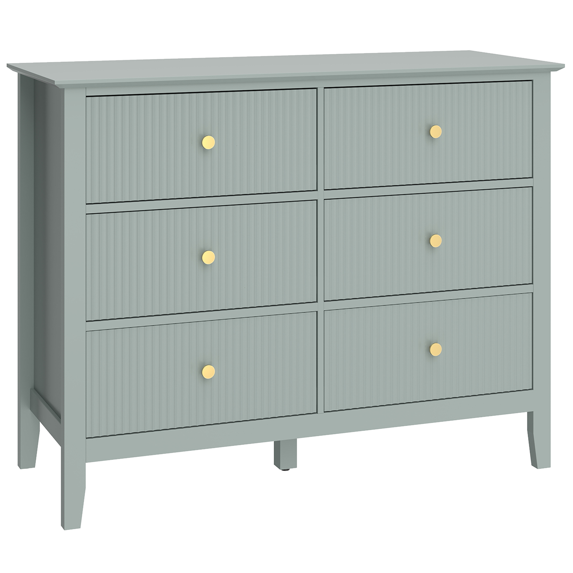MONIX Green Chest of Drawers - Medium-sized, 6 Drawers, Double - Life Essentials