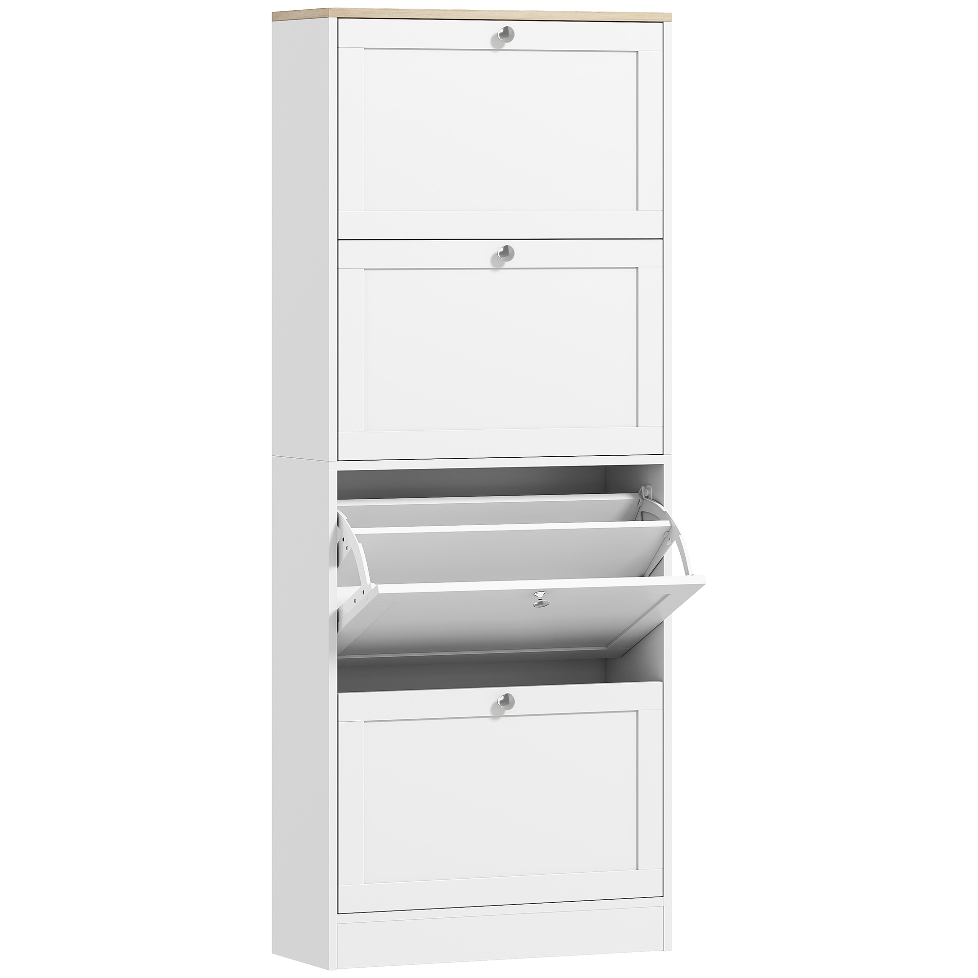 LUXURE Wooden Shoe Storage Cabinet - White - Life Essentials