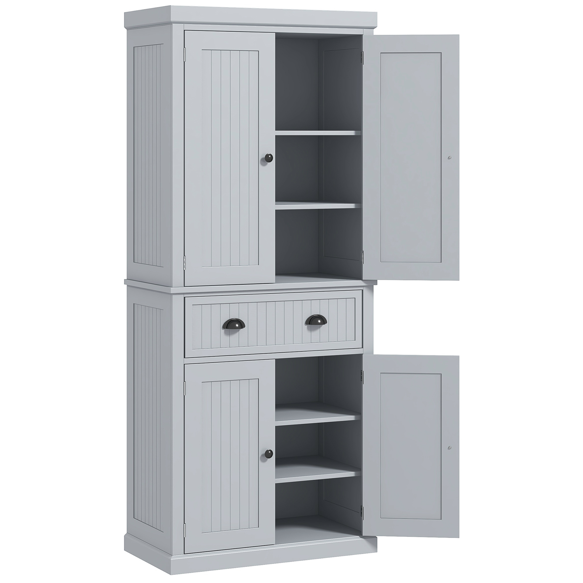 VELAUX Wooden Kitchen Storage Cabinet - Grey - Life Essentials