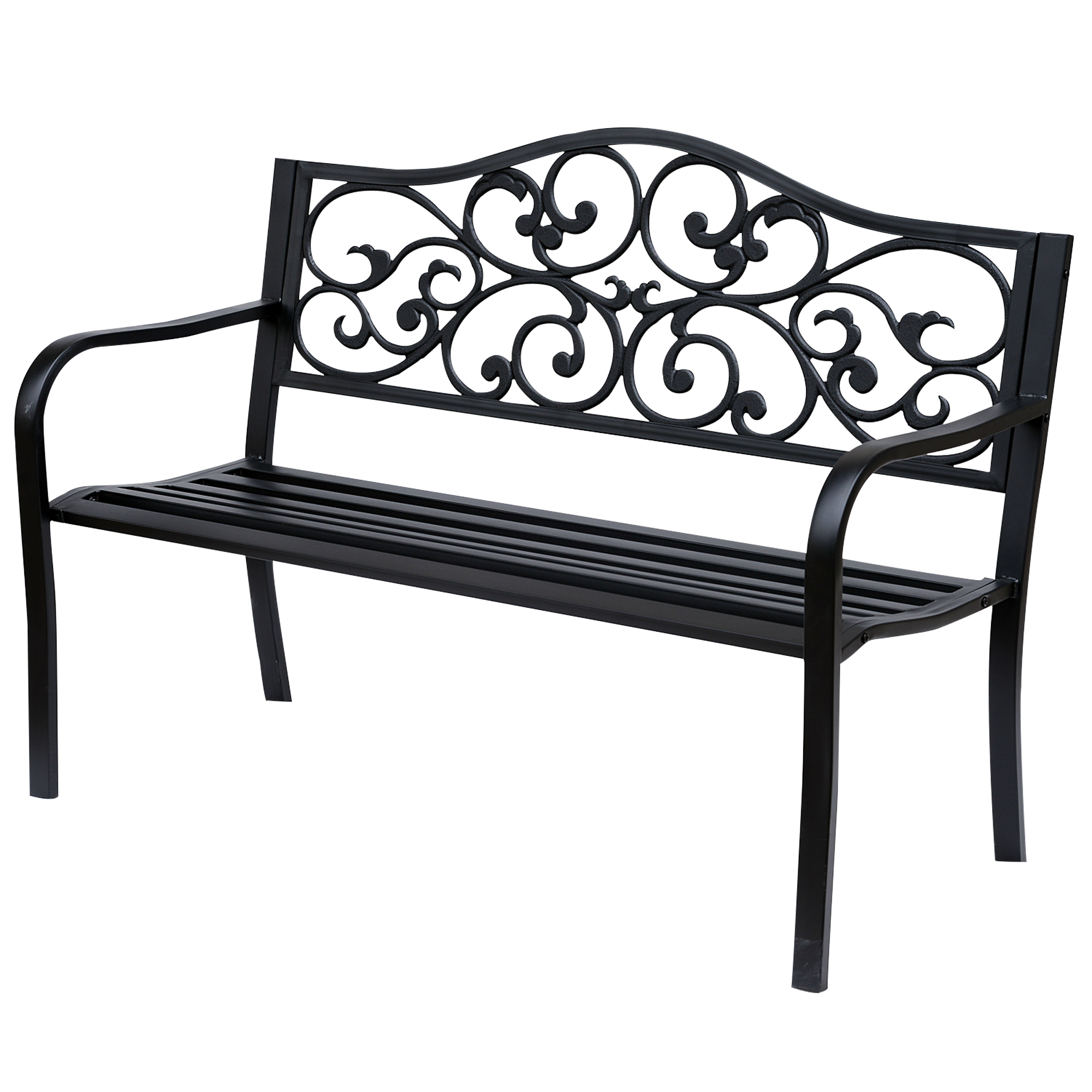 VALAUX Steel Metal Garden Bench - Black - Life Essentials