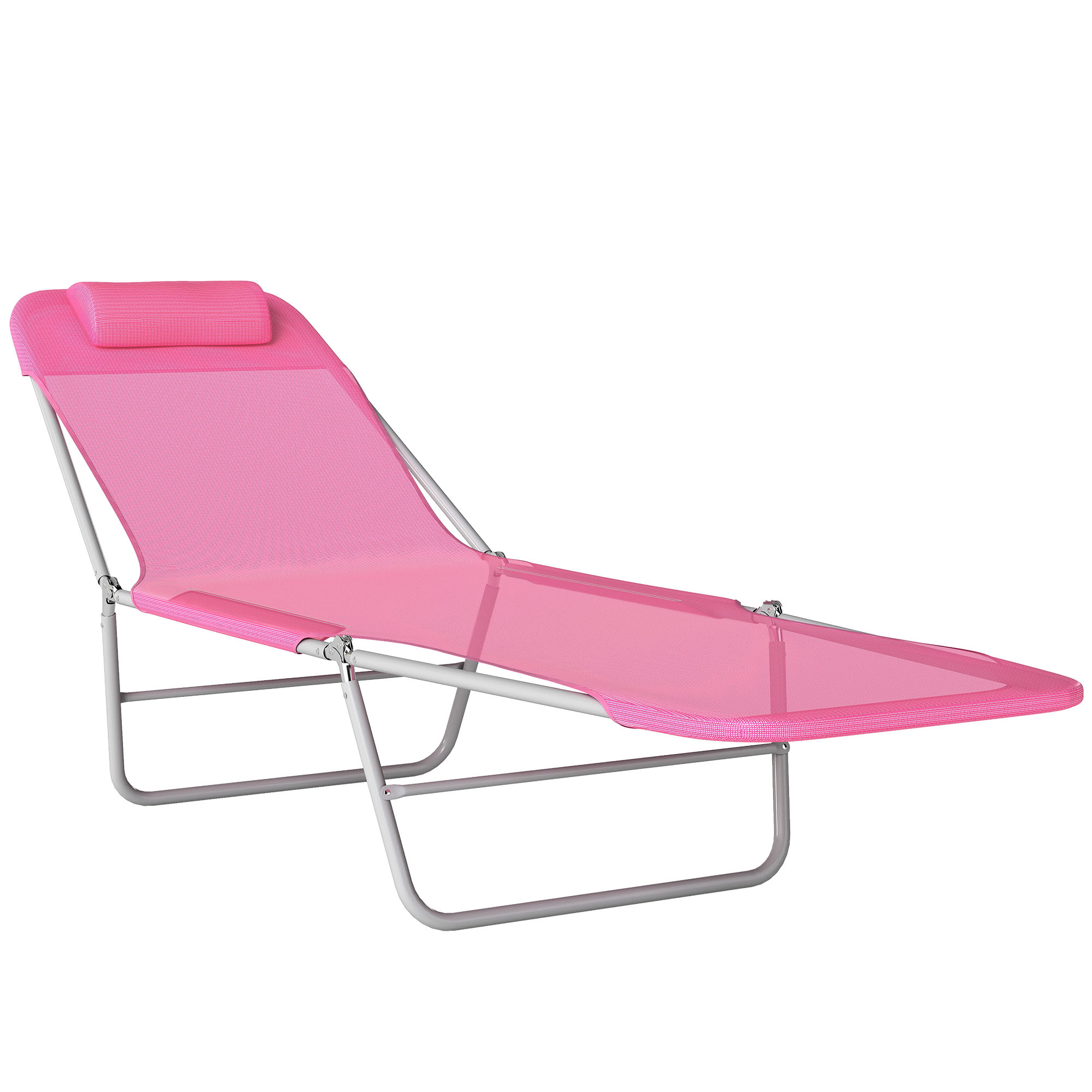 VALVIA Fabric Folding Sun Lounger - Pink - Life Essentials