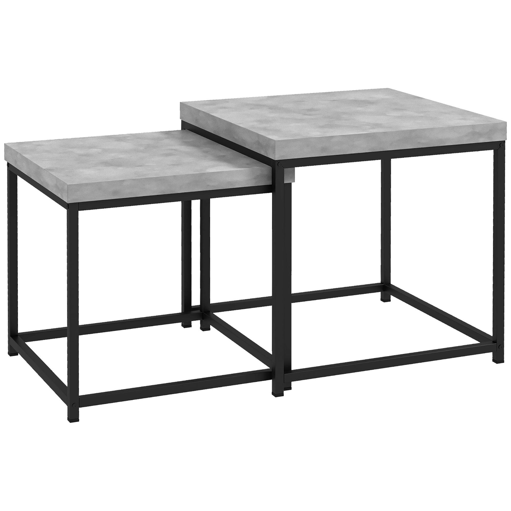 MONSOL Wooden Nesting Coffee Table Set - Grey - Life Essentials