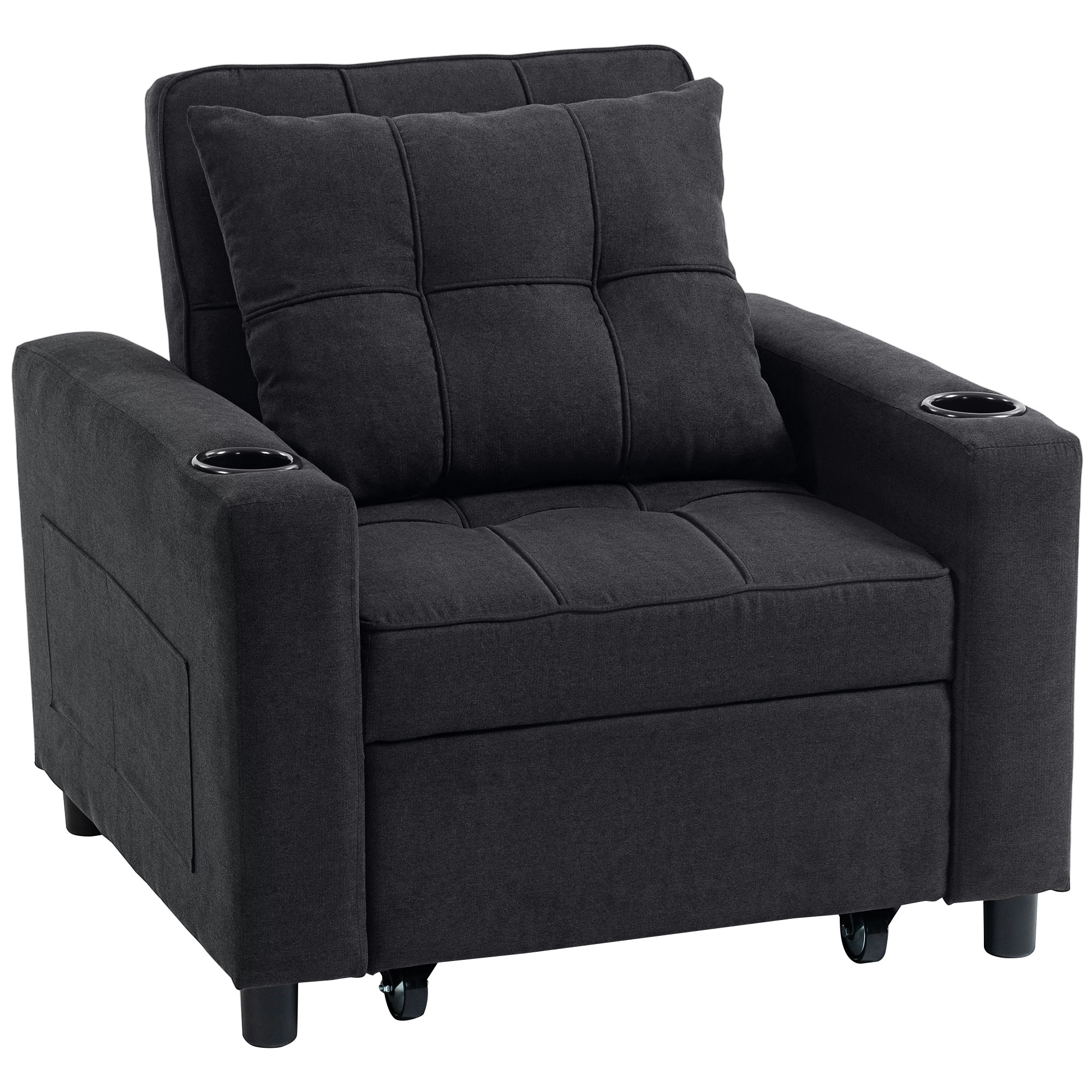 NOVORE Wooden Single Sofa Bed - Black - Life Essentials