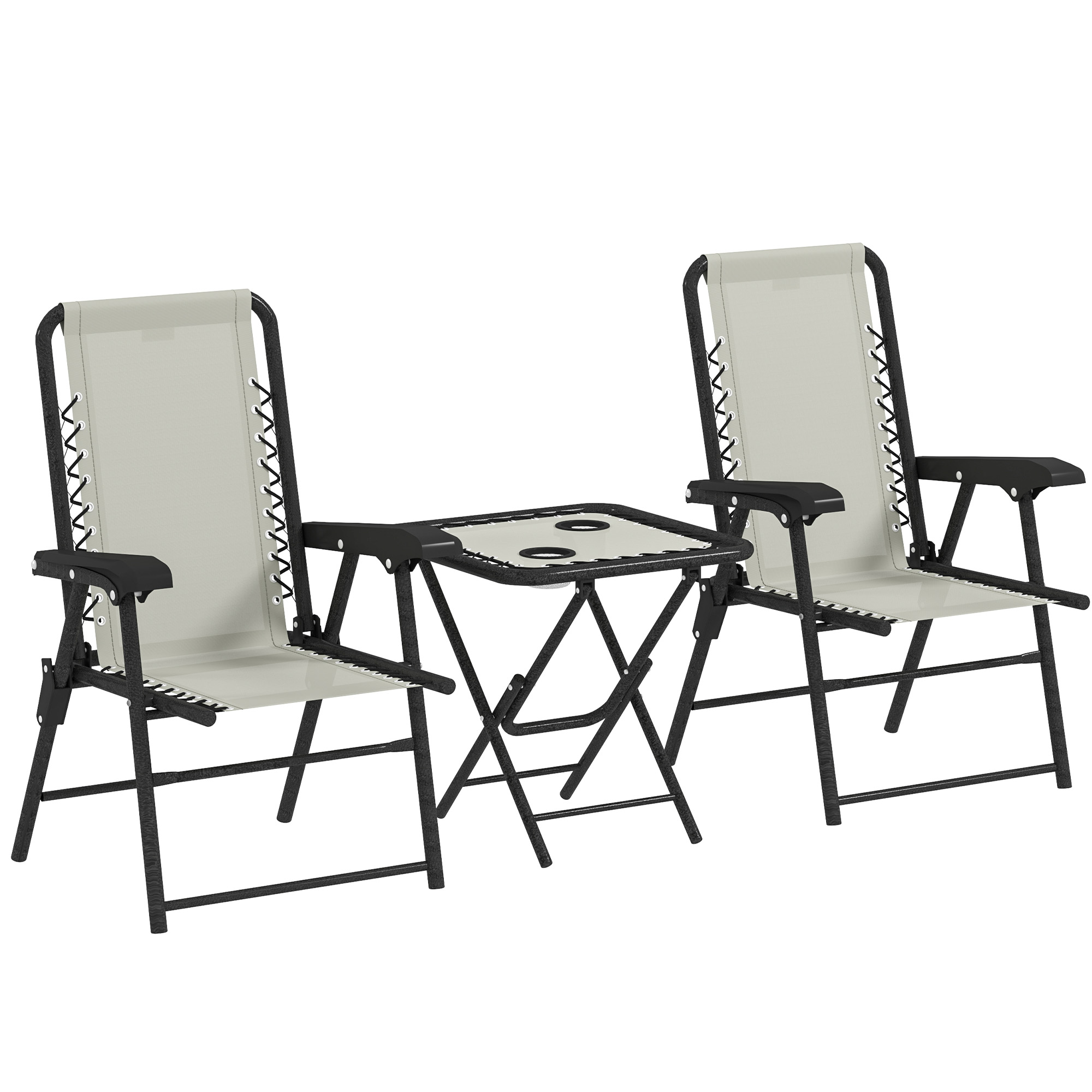 SERELI Fabric 3 Piece Garden Bistro Set - Cream - Life Essentials