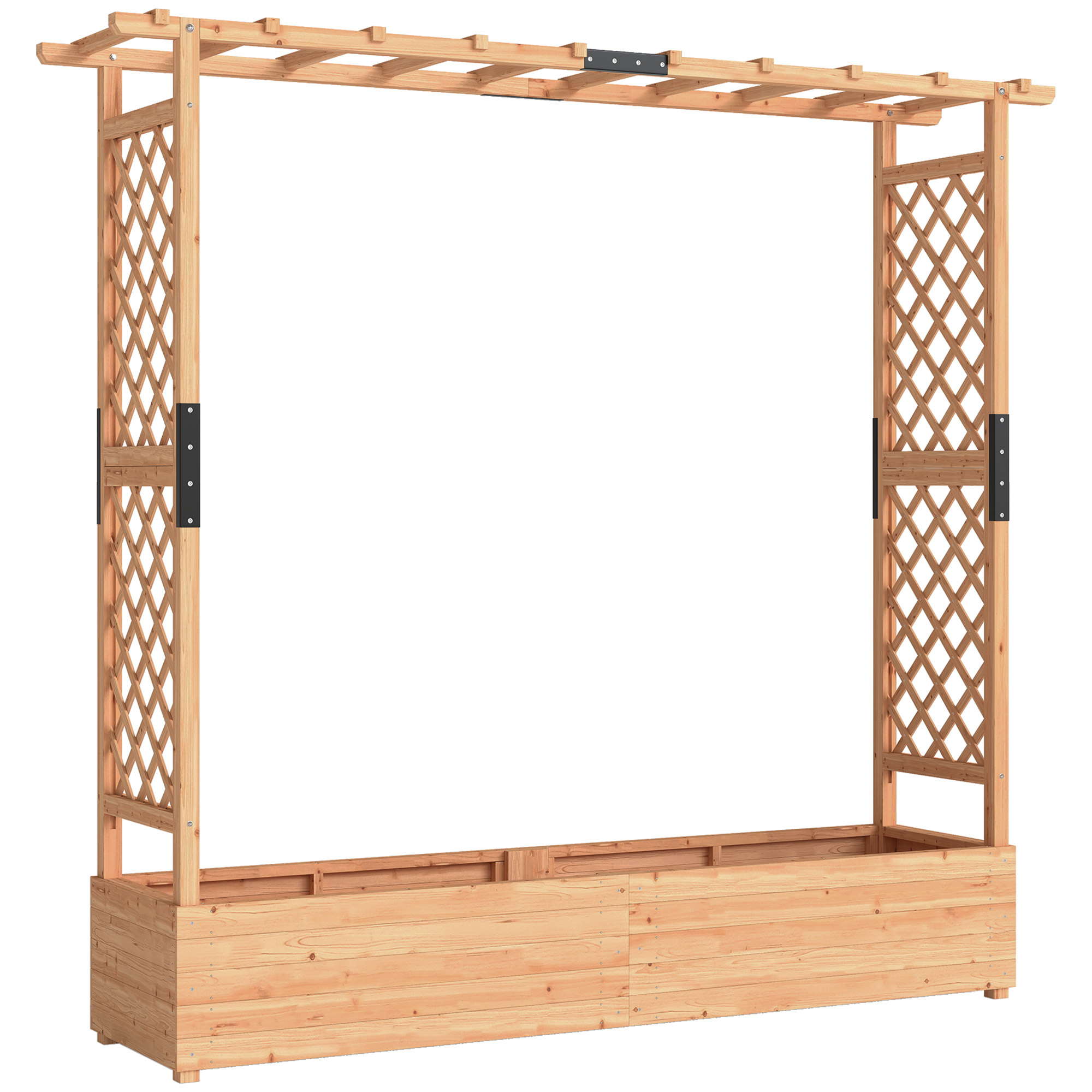 SOLMER Wooden Planter with Trellis - Light Wood, 196cm - Life Essentials
