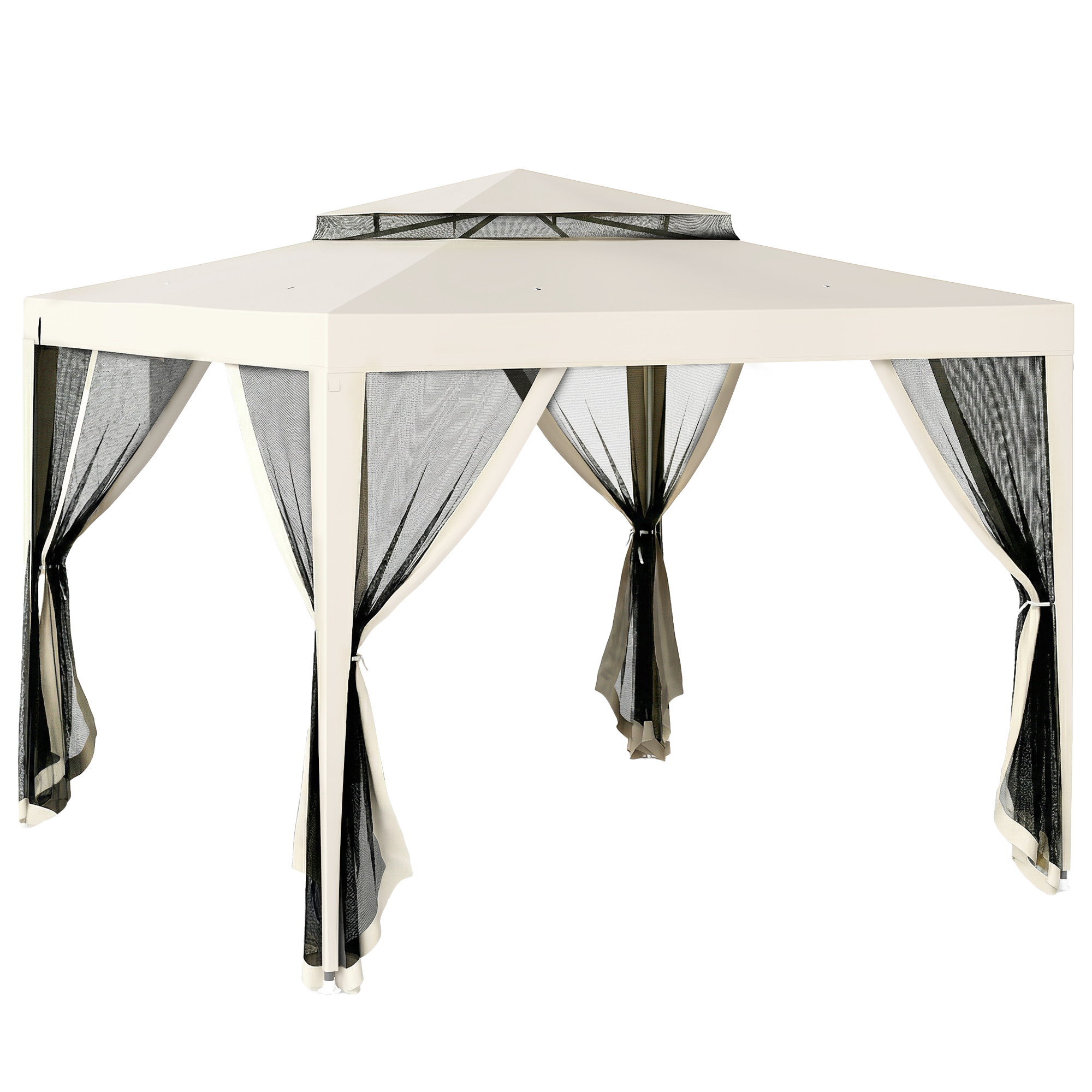 ELVVIA Metal Garden Gazebo - Cream - Life Essentials