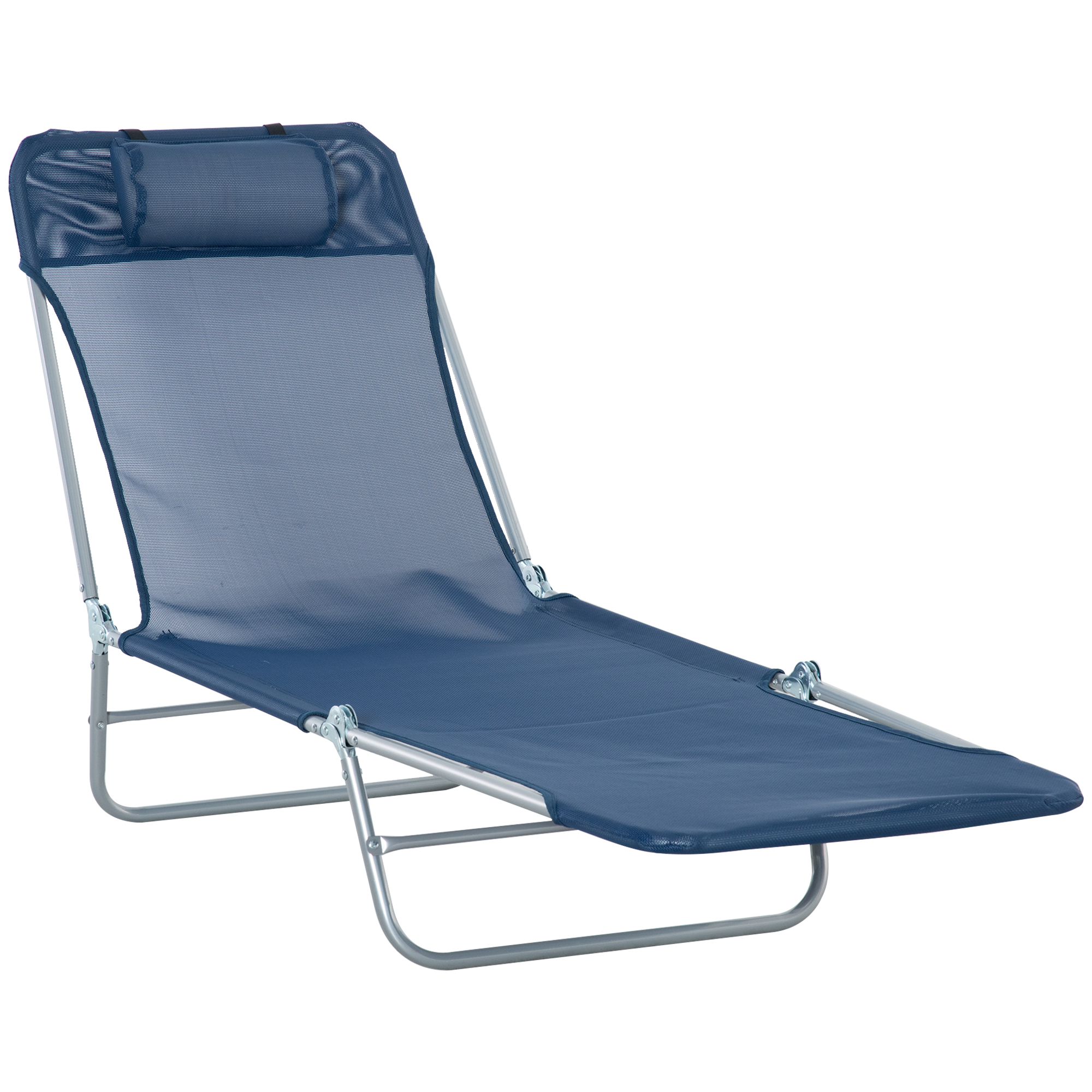 VALVIA Fabric Folding Sun Lounger - Dark Blue - Life Essentials