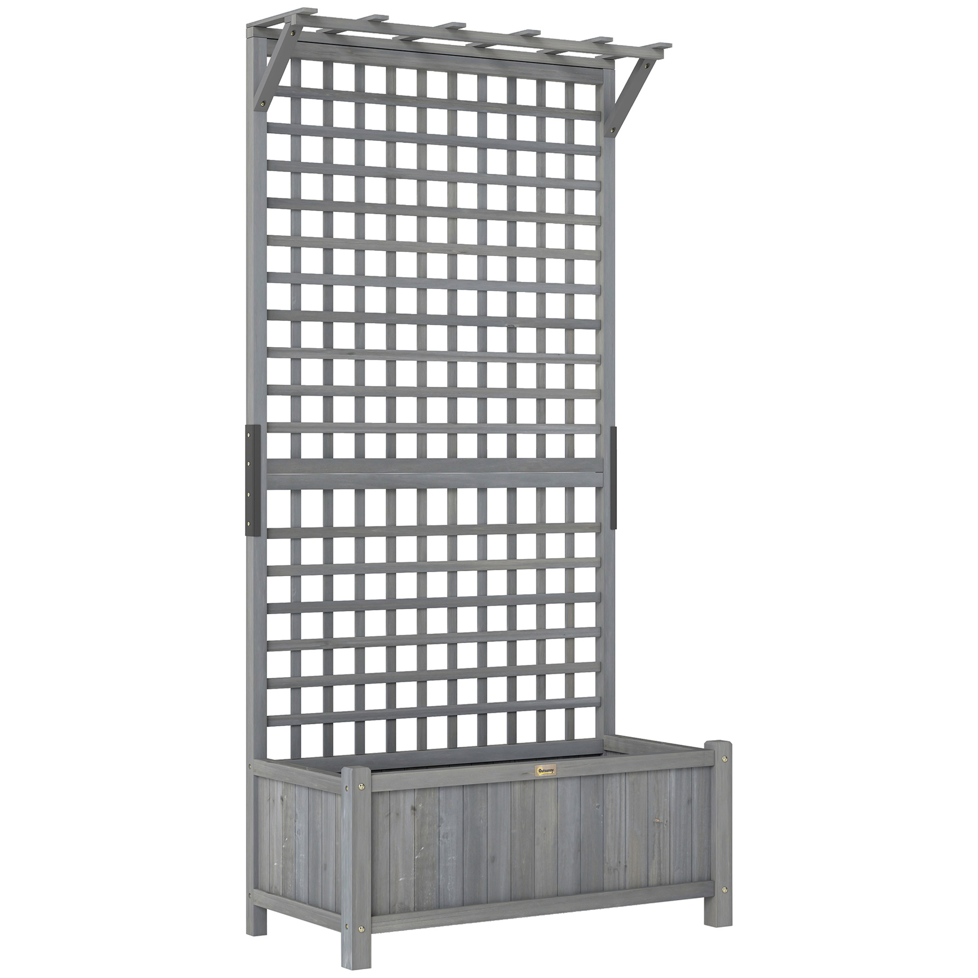 CARARI Wooden Raised Planter with Trellis - Dark Grey - Life Essentials