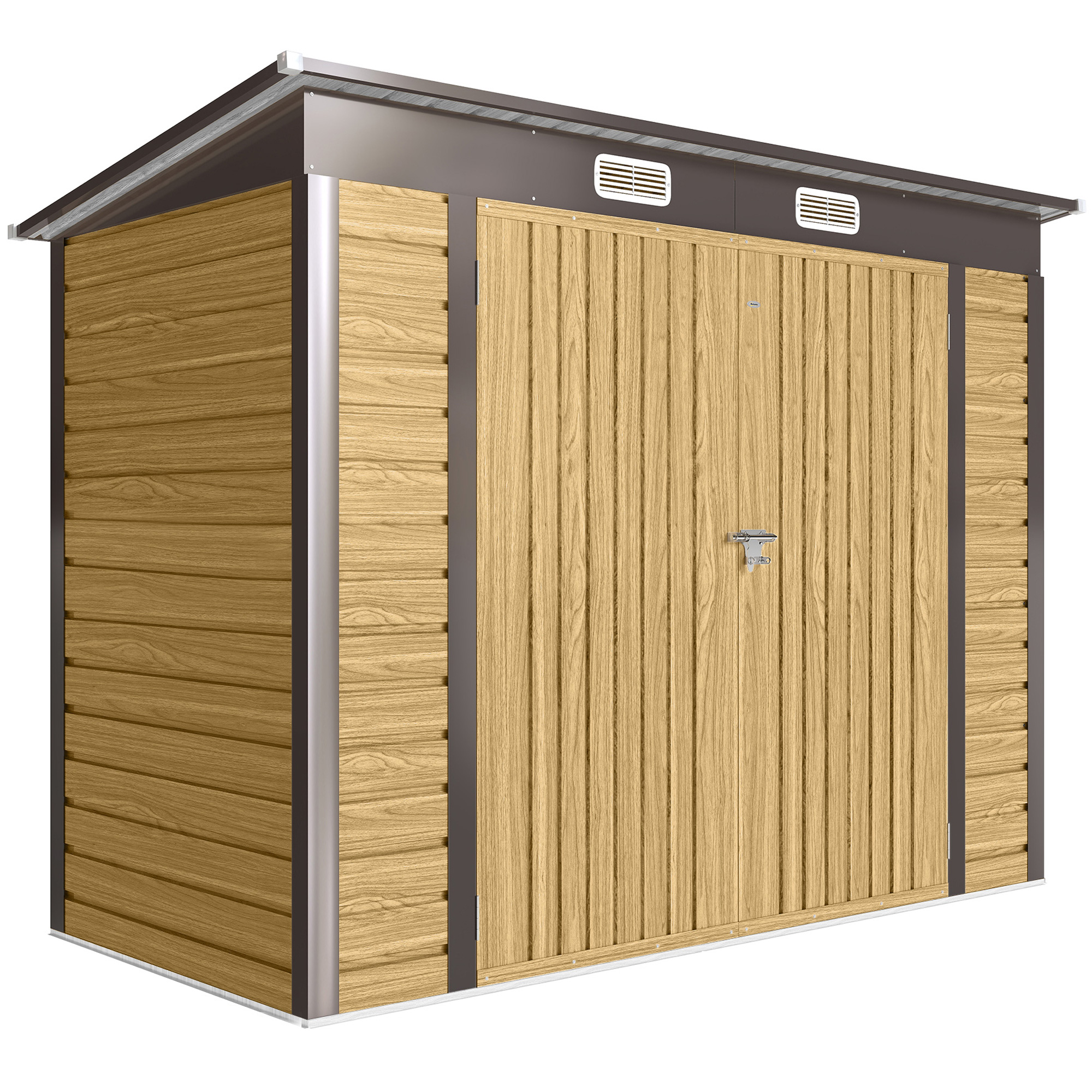 SEREOS Steel Metal Garden Shed - Oak - Life Essentials
