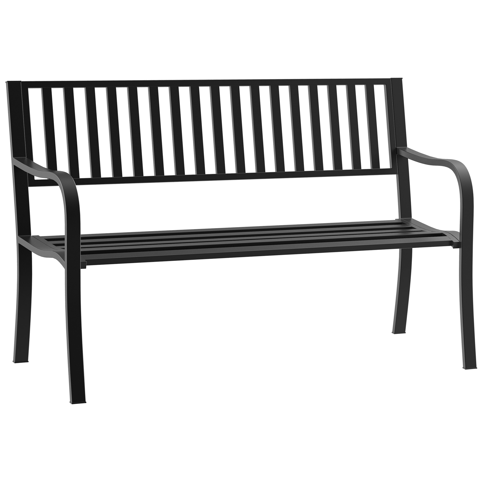 MONEOS Steel Metal Garden Bench - Black - Life Essentials