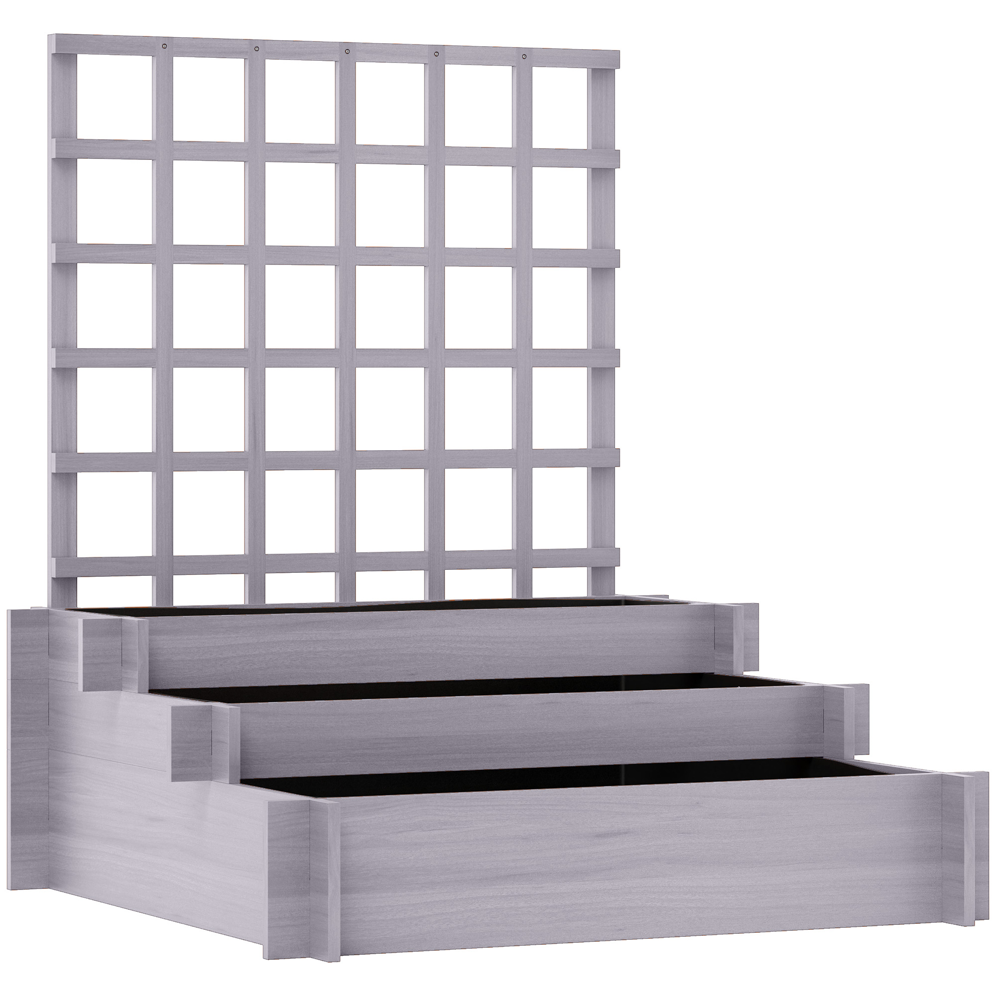 CARORE Wooden Tiered Planter with Trellis - Grey - Life Essentials