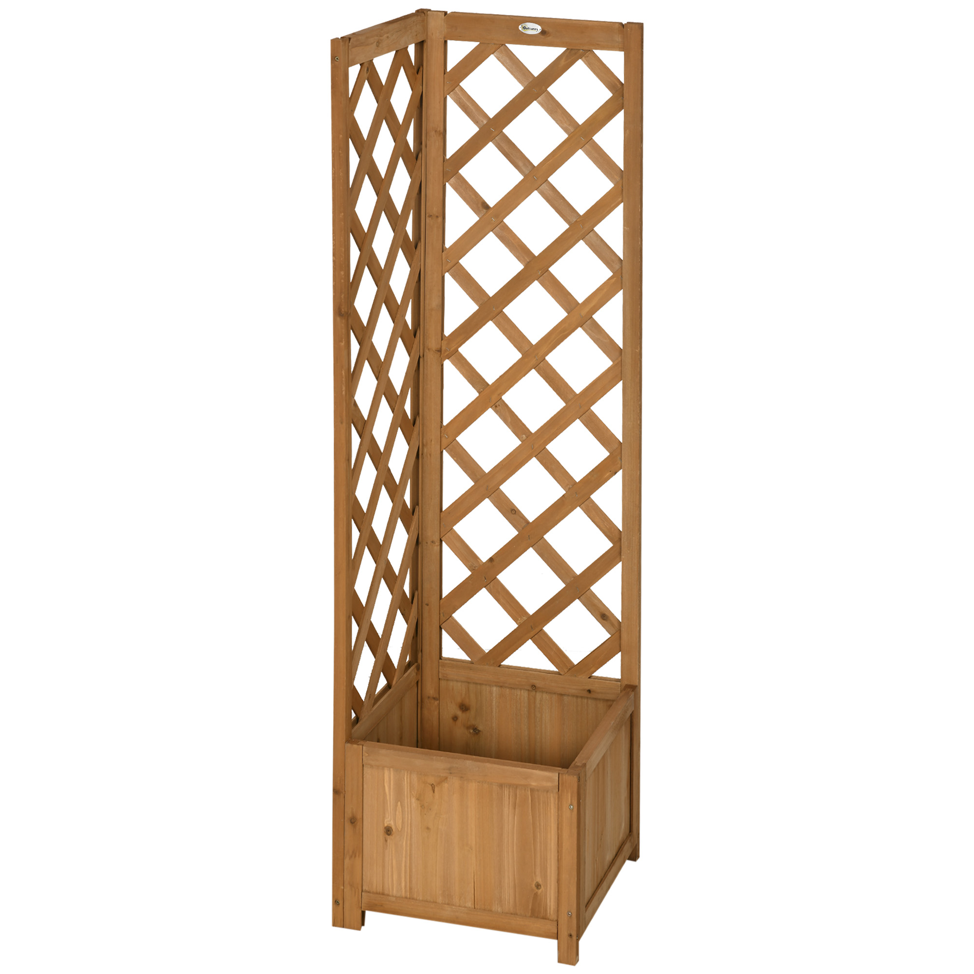 CARIVO Wooden Corner Trellis Planter - Brown - Life Essentials