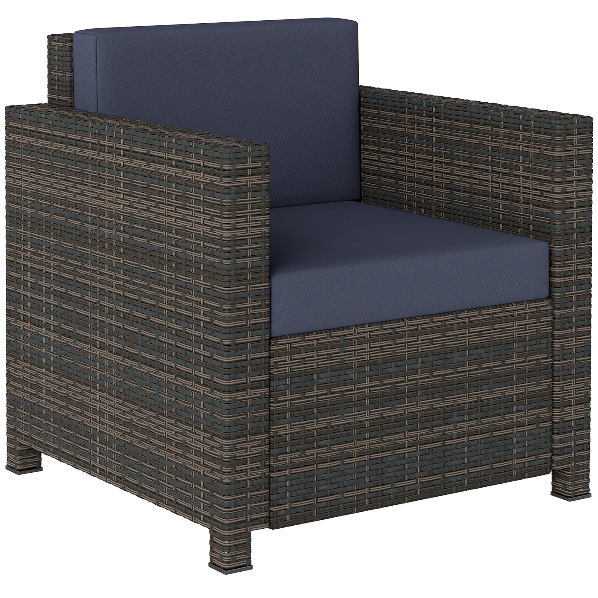 MONVIA Rattan Rattan Garden Armchair - Navy Blue - Life Essentials