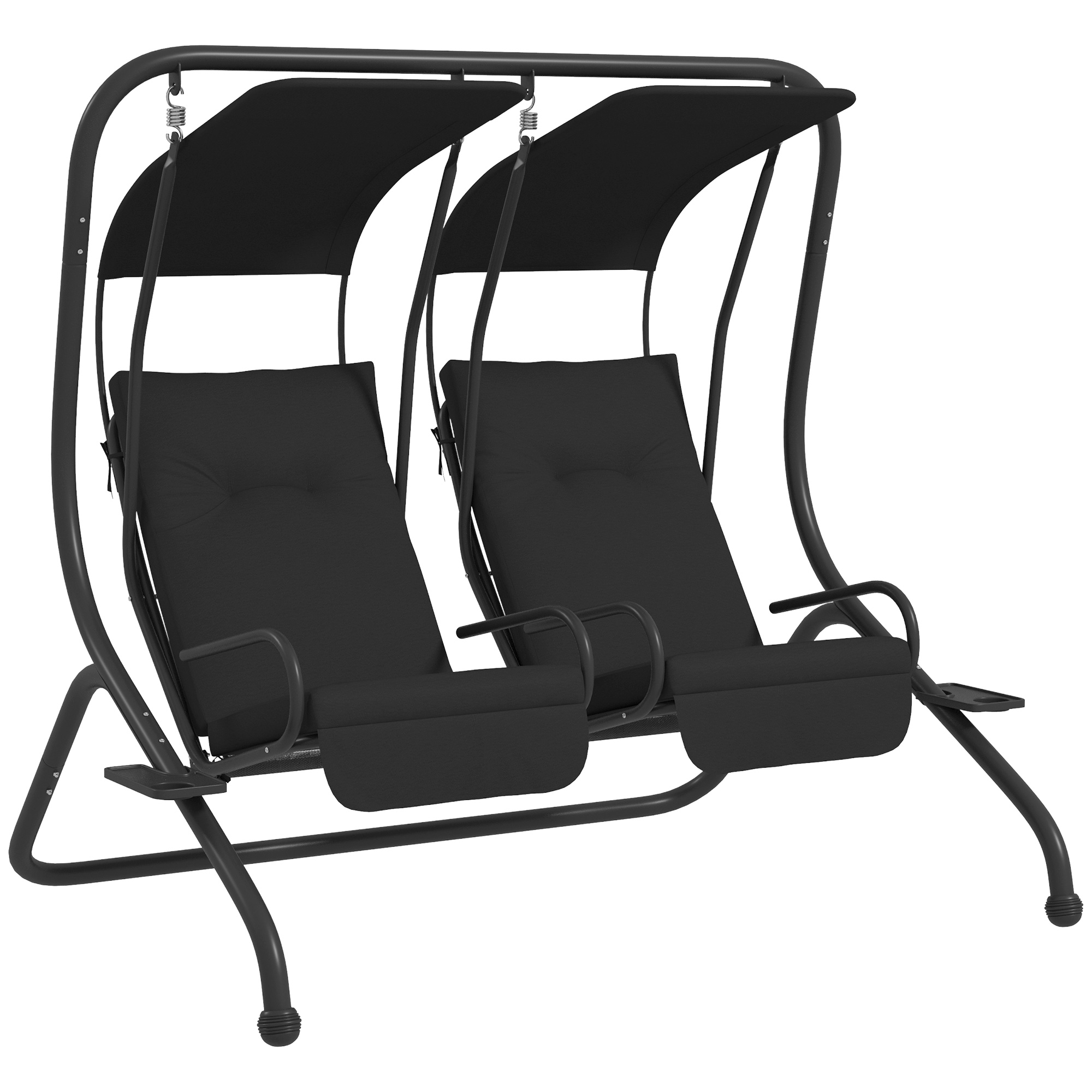 VALIA Metal 2 Seater Garden Swing Chair - Black - Life Essentials