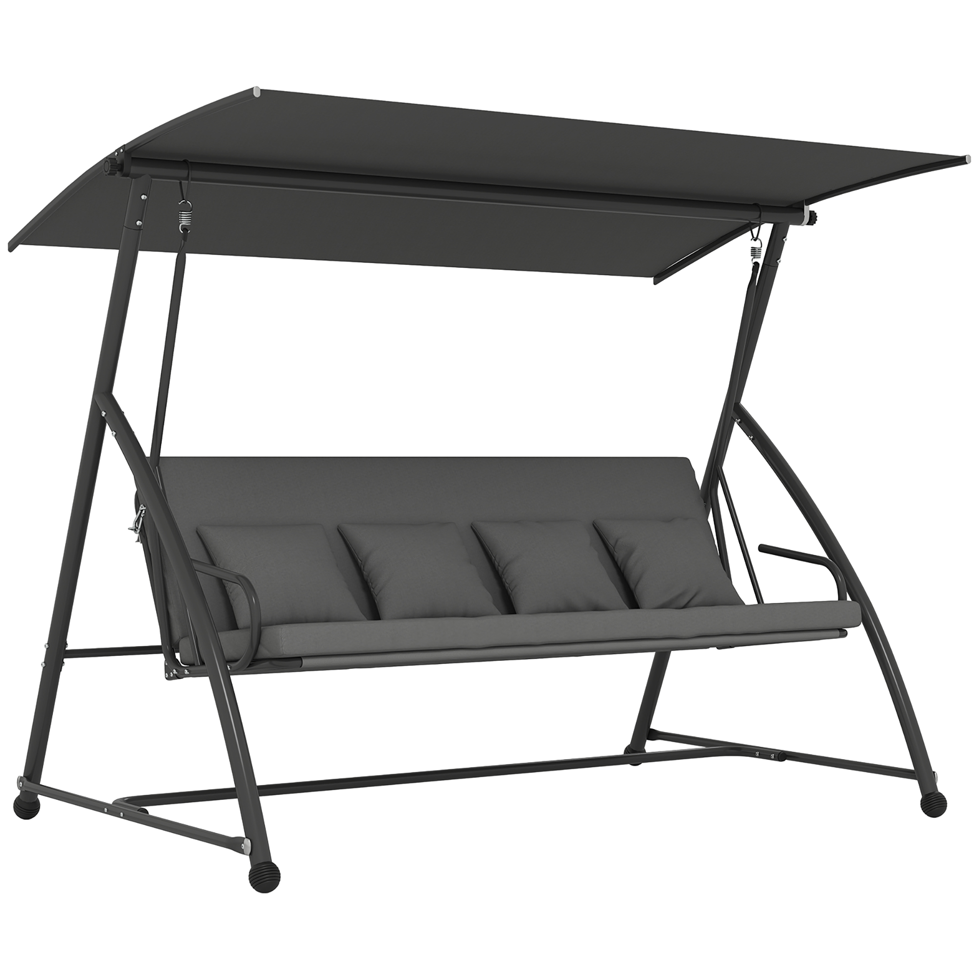 VALELI Metal 3 Seater Garden Swing Chair - Dark Grey - Life Essentials