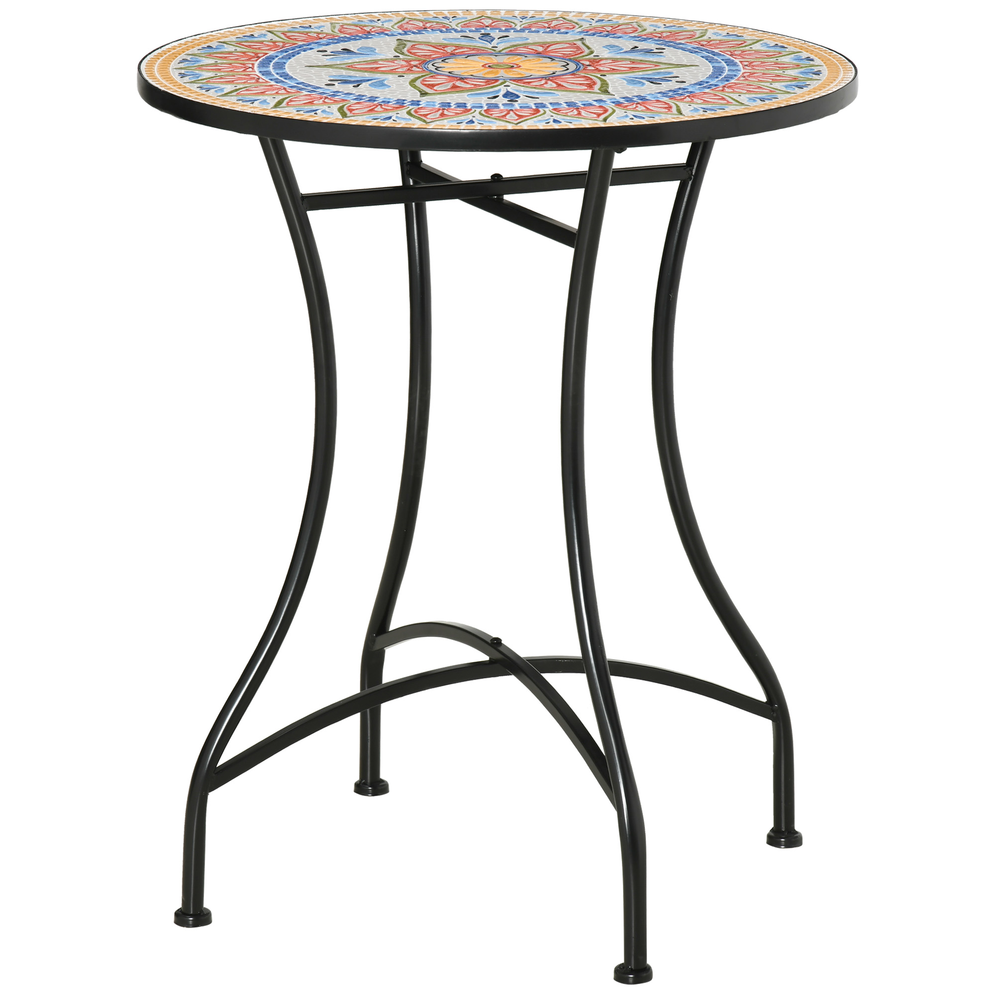 ELVORA Ceramic Mosaic Patio Table - Red - Life Essentials