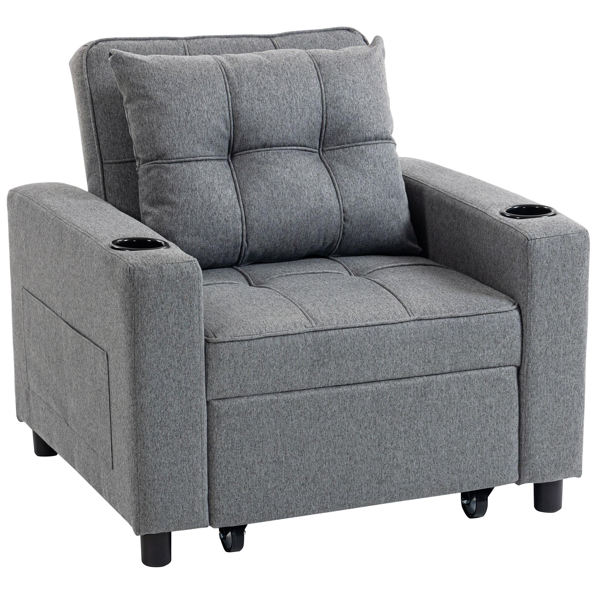 NOVORE Wooden Single Sofa Bed - Dark Grey - Life Essentials