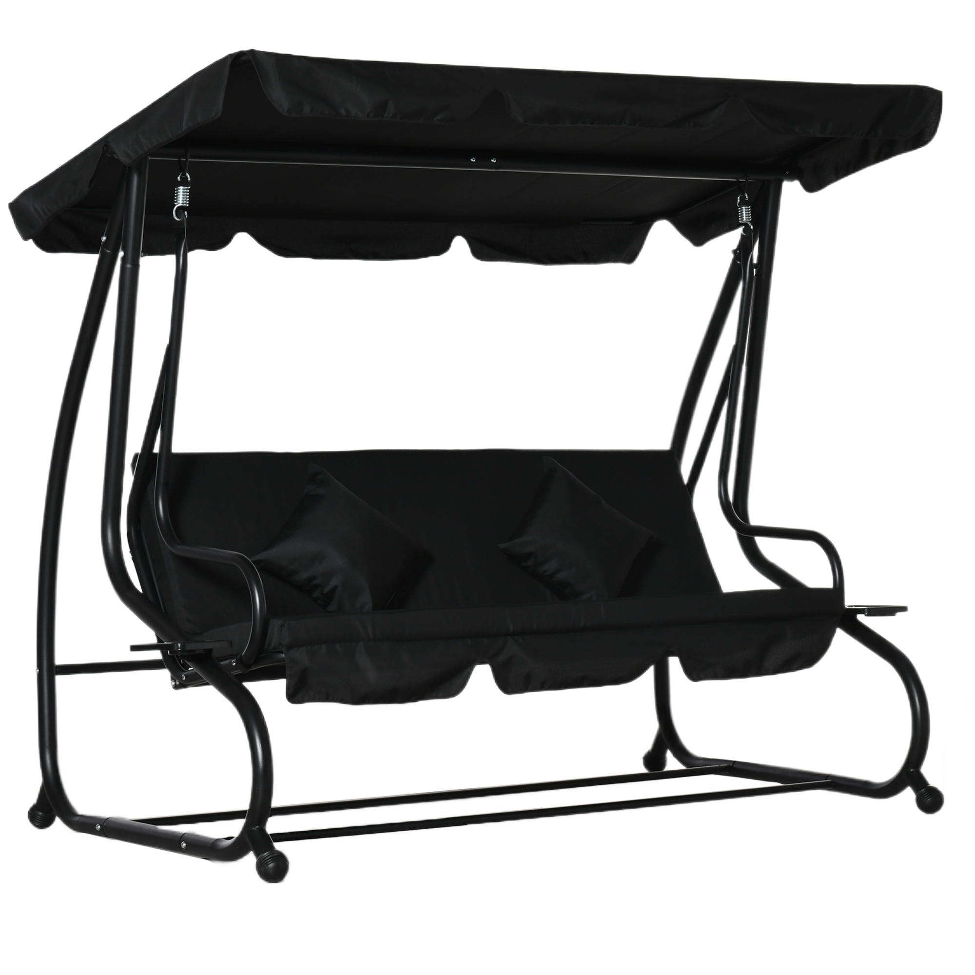 JADMER Metal 3 Seater Garden Swing Bed - Black - Life Essentials