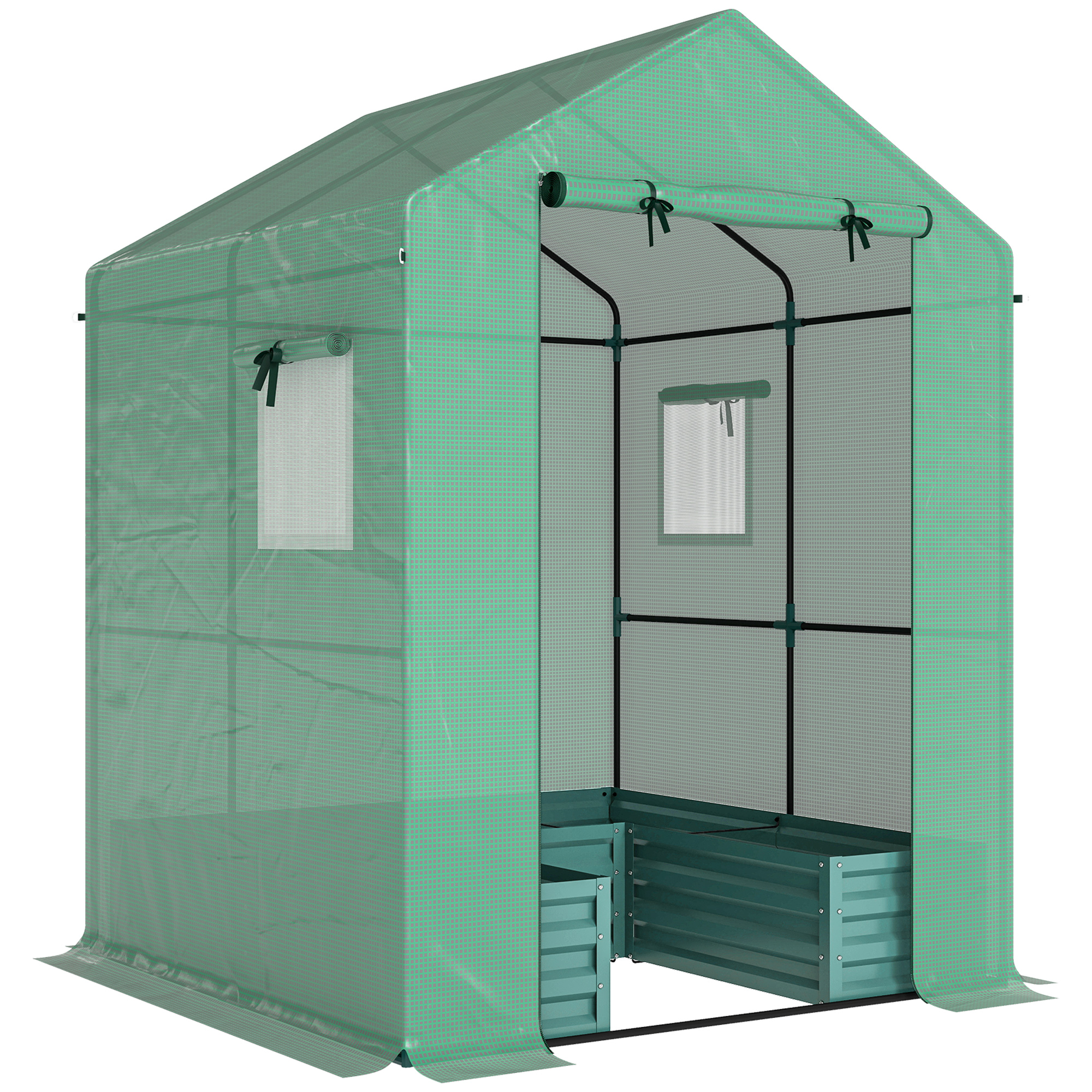RIVEOS PE Walk-In Greenhouse - Green - Life Essentials
