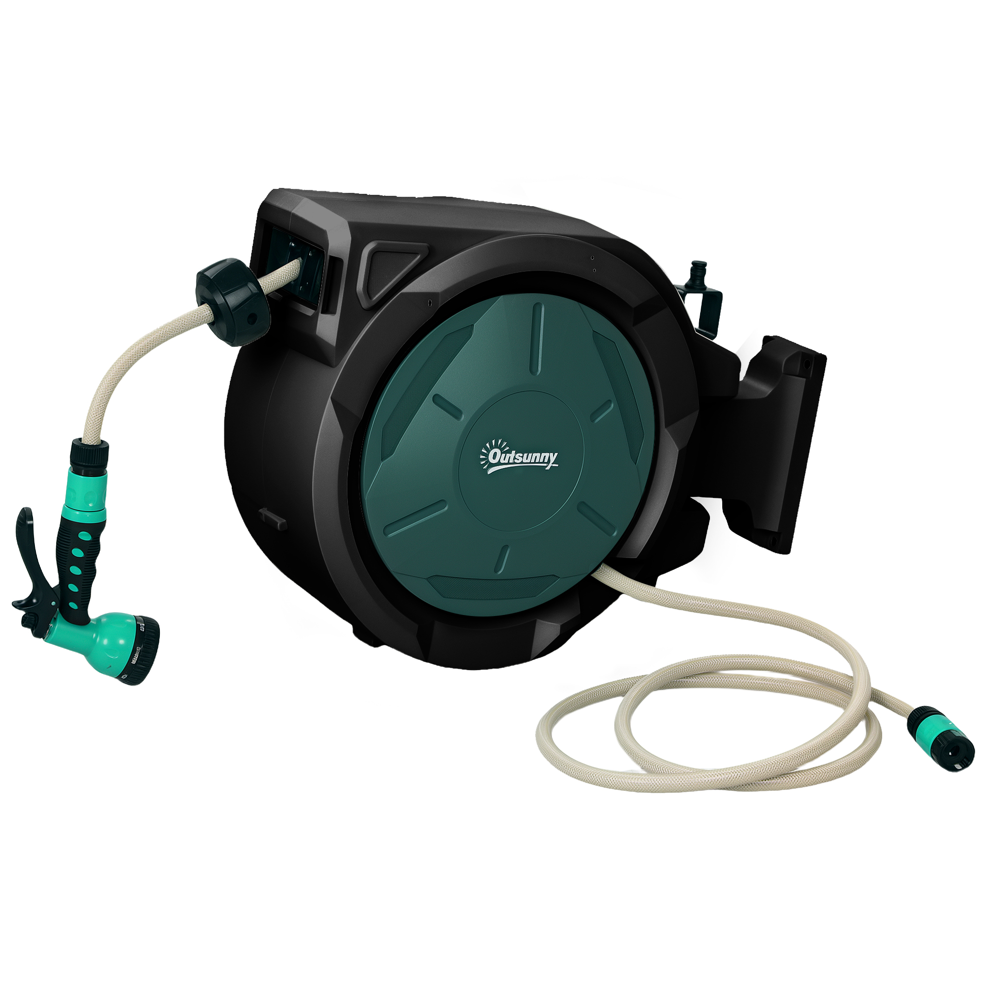 RIVORA Plastic Retractable Hose Reel - Green - Life Essentials